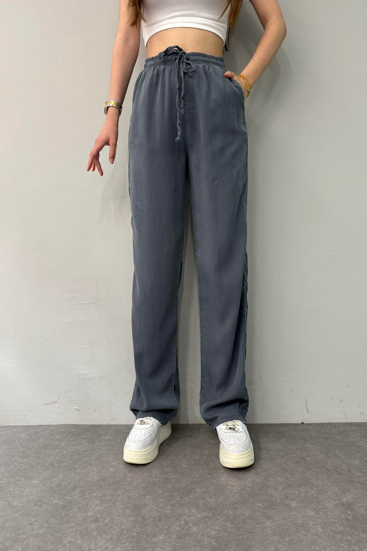BEL LASTİKLİ TENCEL PANTOLON
