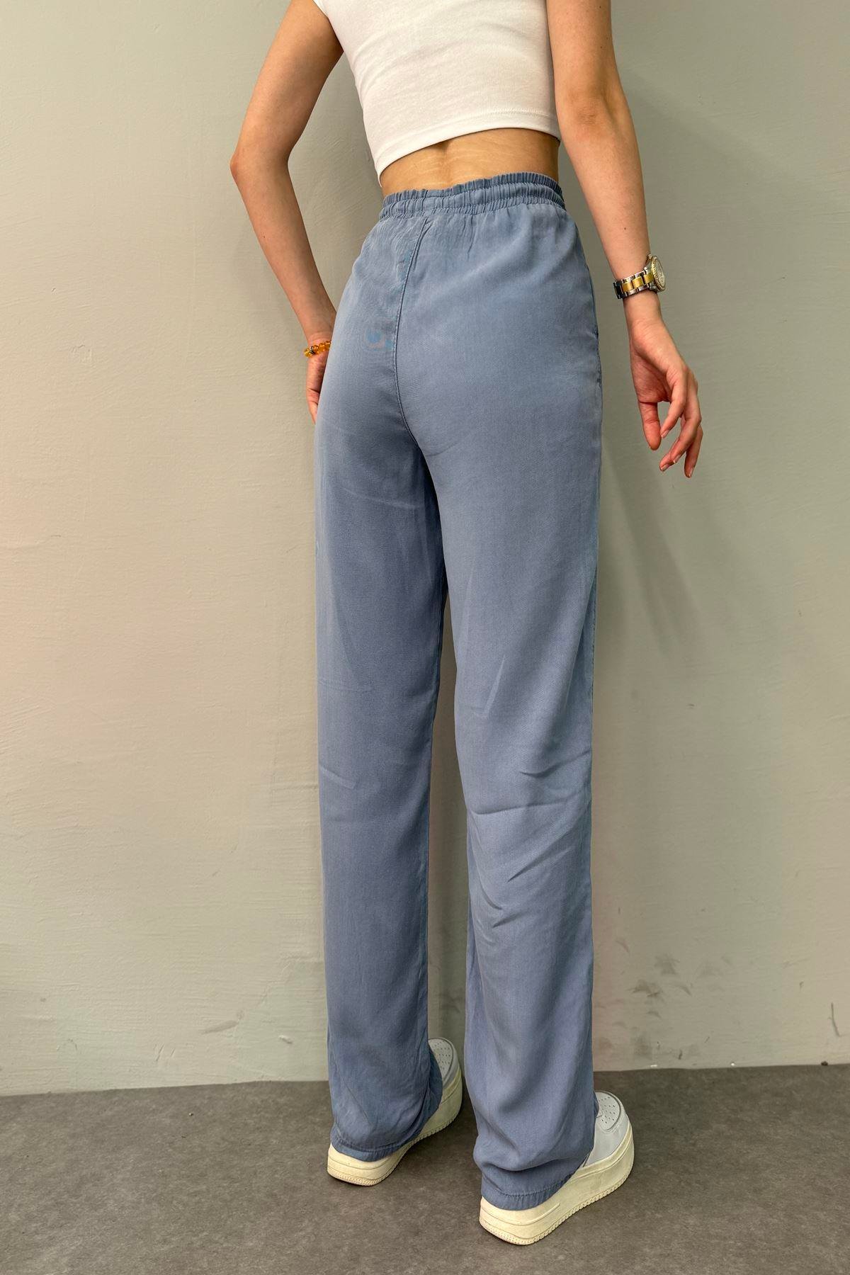 BEL LASTİKLİ TENCEL PANTOLON