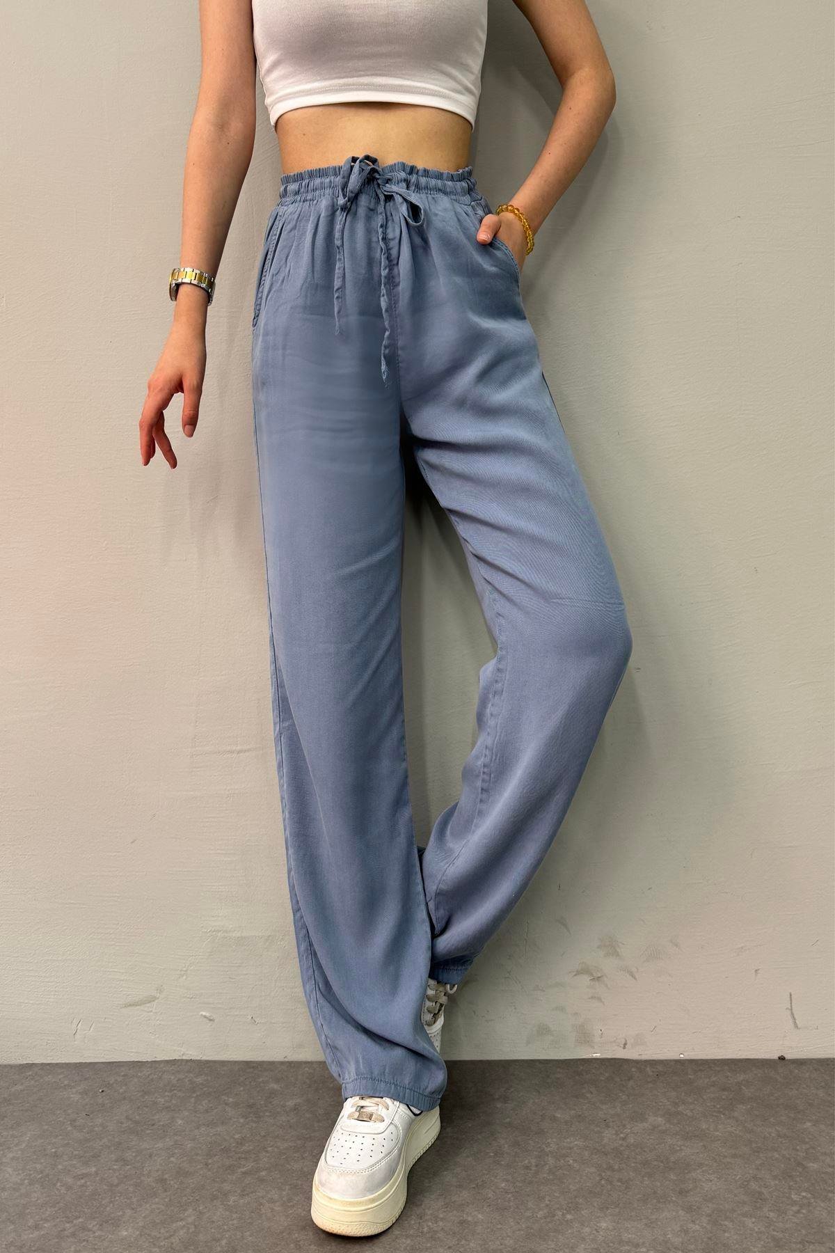 BEL LASTİKLİ TENCEL PANTOLON