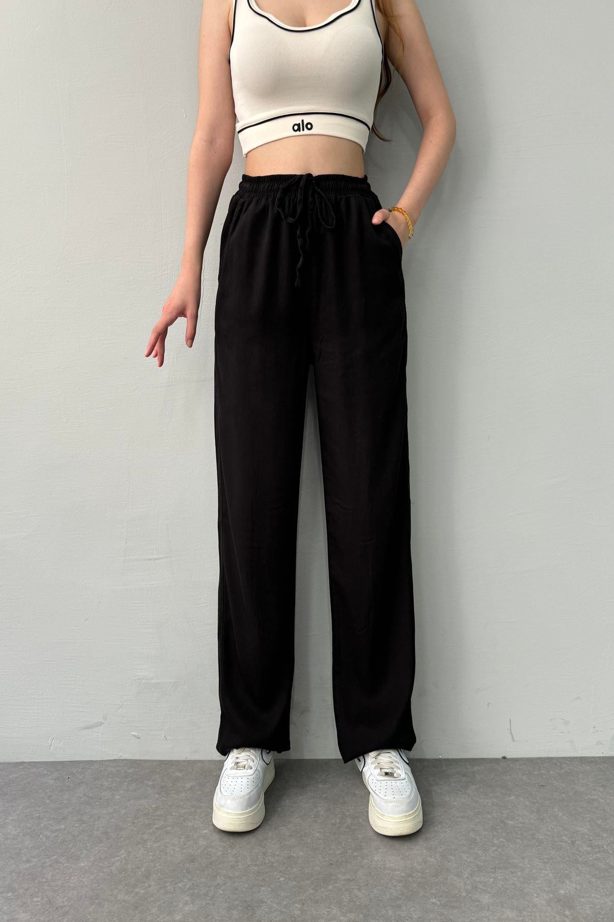 BEL LASTİKLİ TENCEL PANTOLON