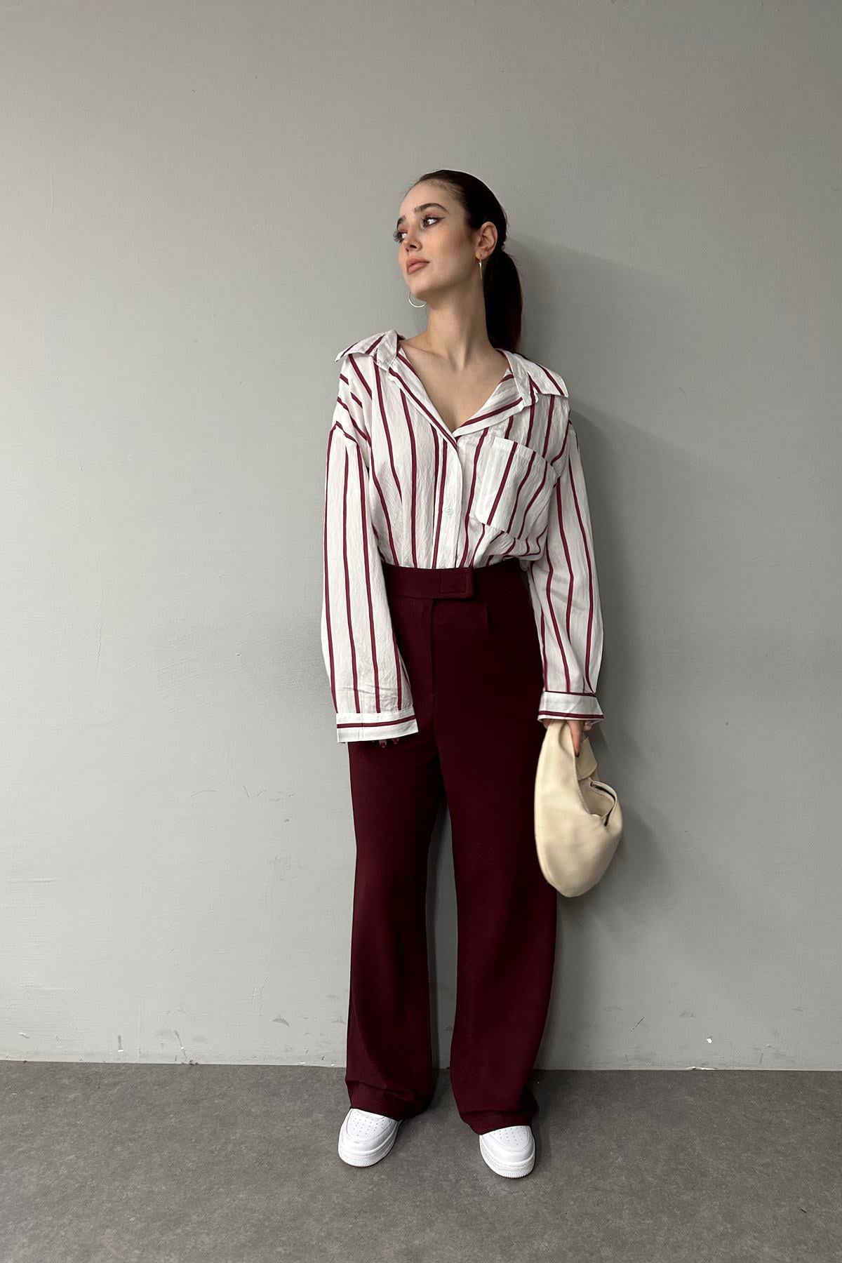 BELİ CIRT DETAYLI PALAZZO PANTOLON