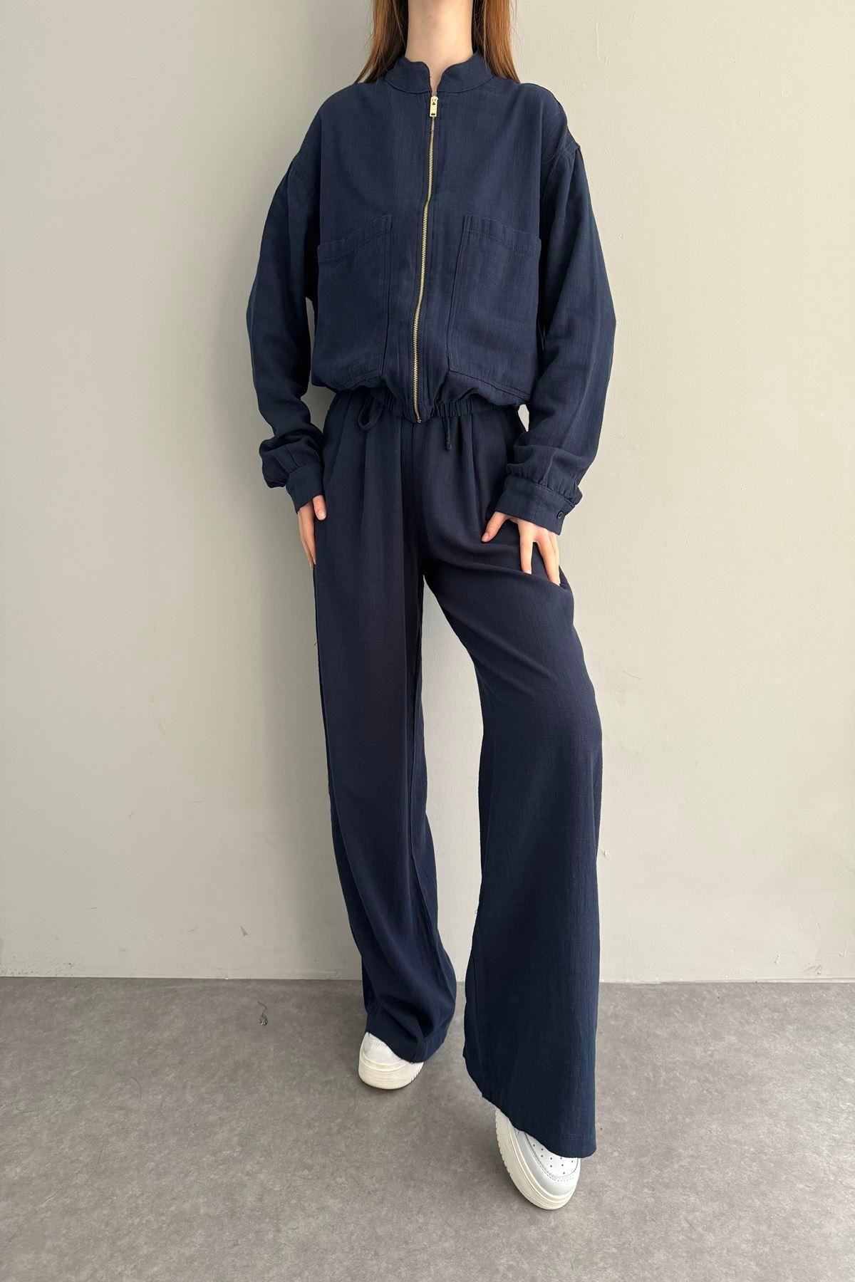 BELİ LASTİK DETAYLI PANTOLON
