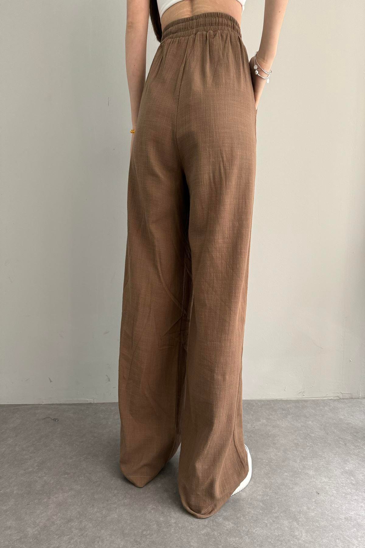 BELİ LASTİK DETAYLI PANTOLON