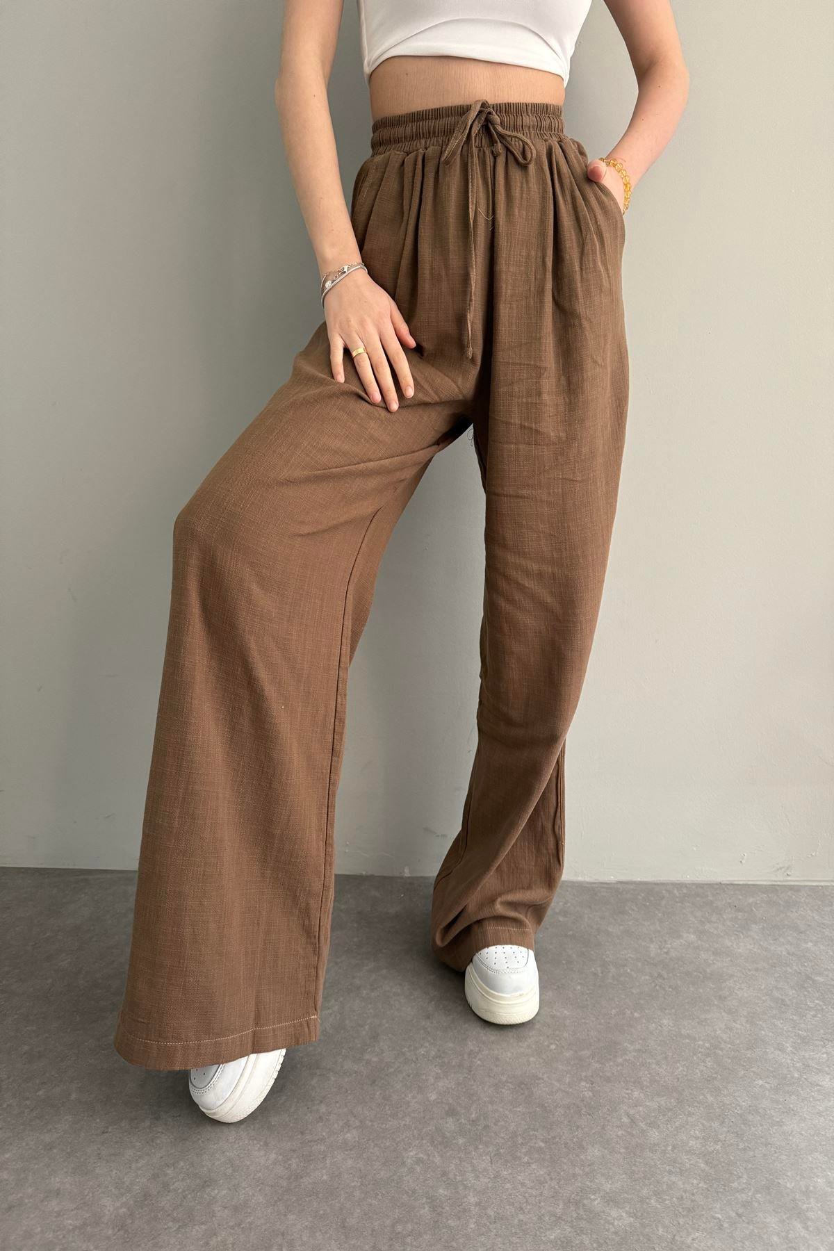 BELİ LASTİK DETAYLI PANTOLON
