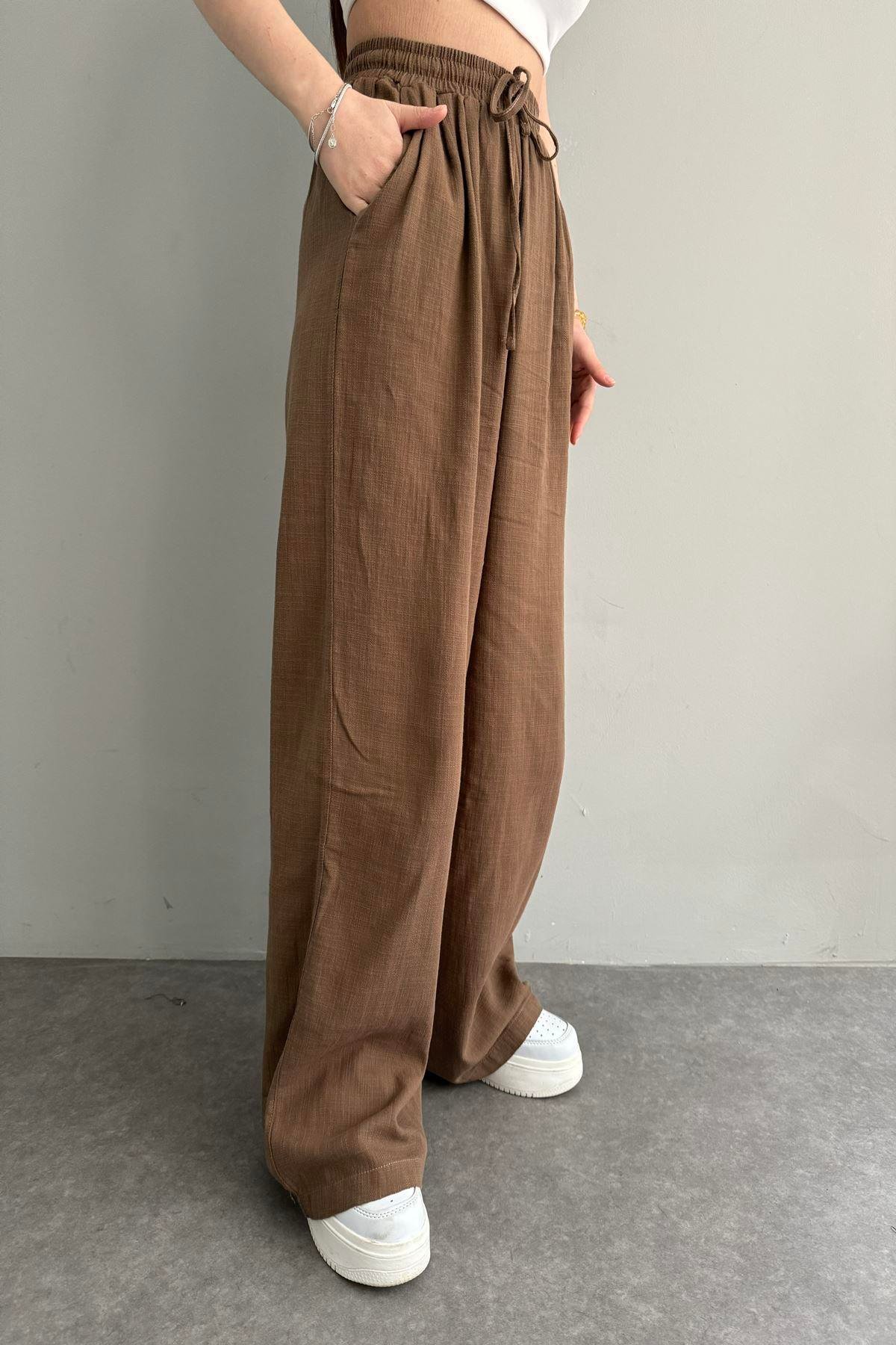 BELİ LASTİK DETAYLI PANTOLON