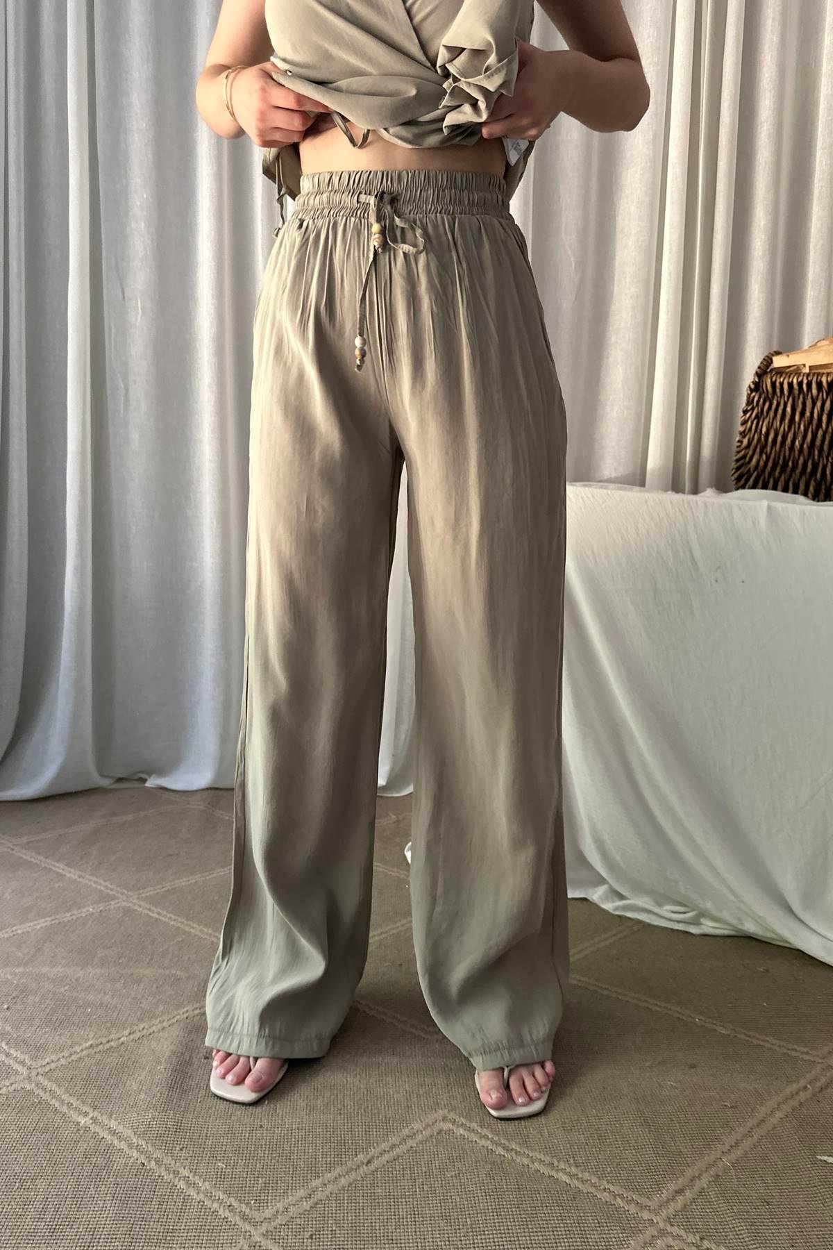 BELİ LASTİKLİ BAĞCIK DETAYLI PANTOLON