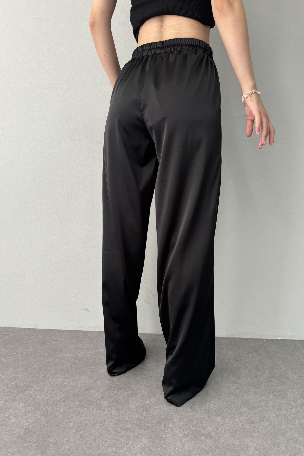 BELİ LASTİKLİ CEPLİ SATEN PANTOLON
