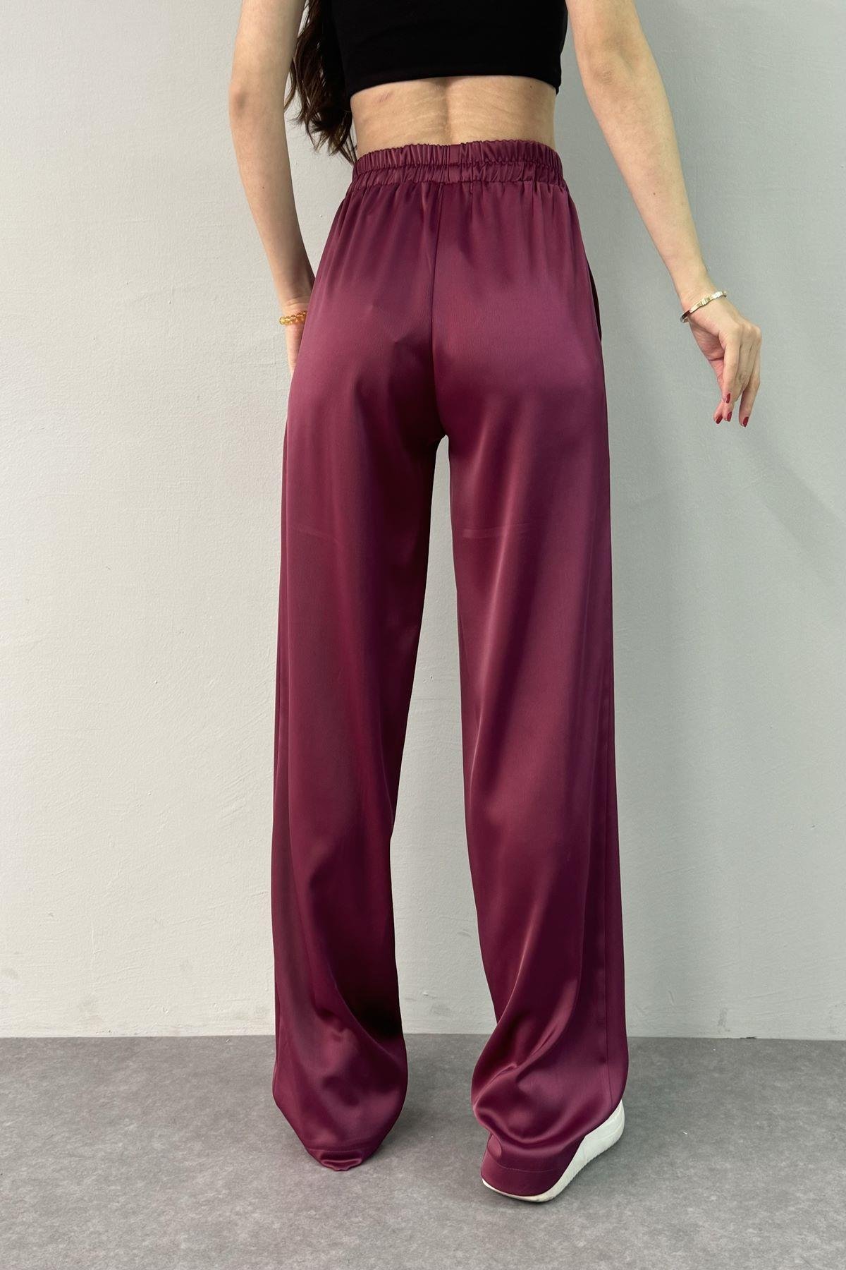 BELİ LASTİKLİ CEPLİ SATEN PANTOLON