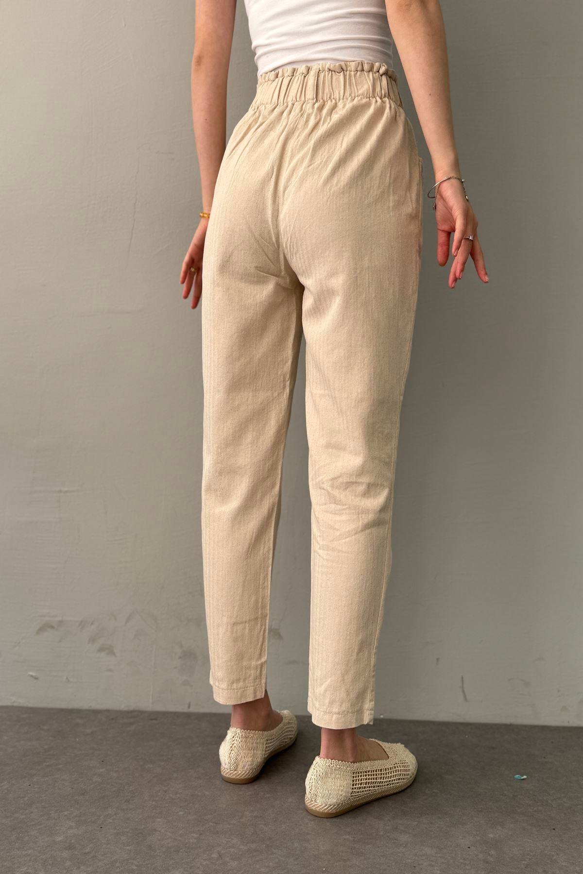 BELİ LASTİKLİ GABARDİN PANTOLON