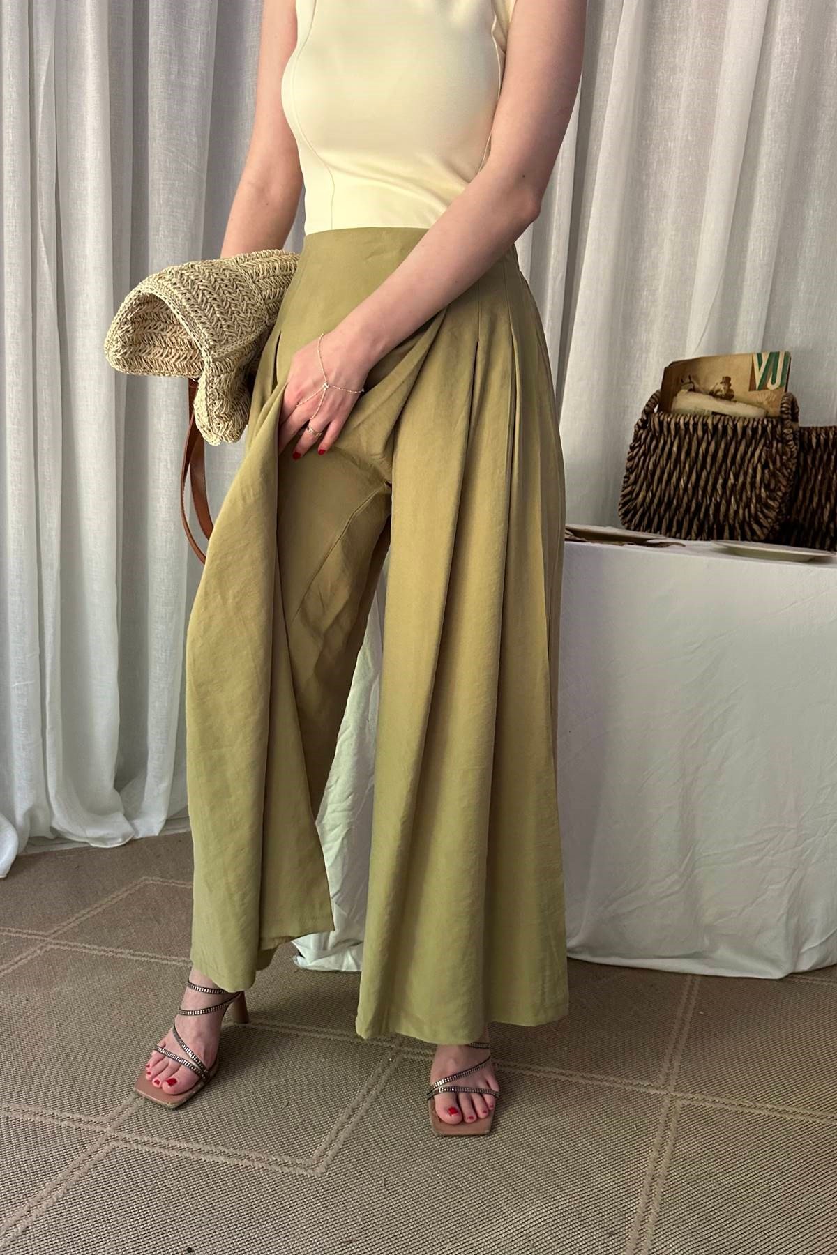 BELİ LASTİKLİ PAREO PANTOLON