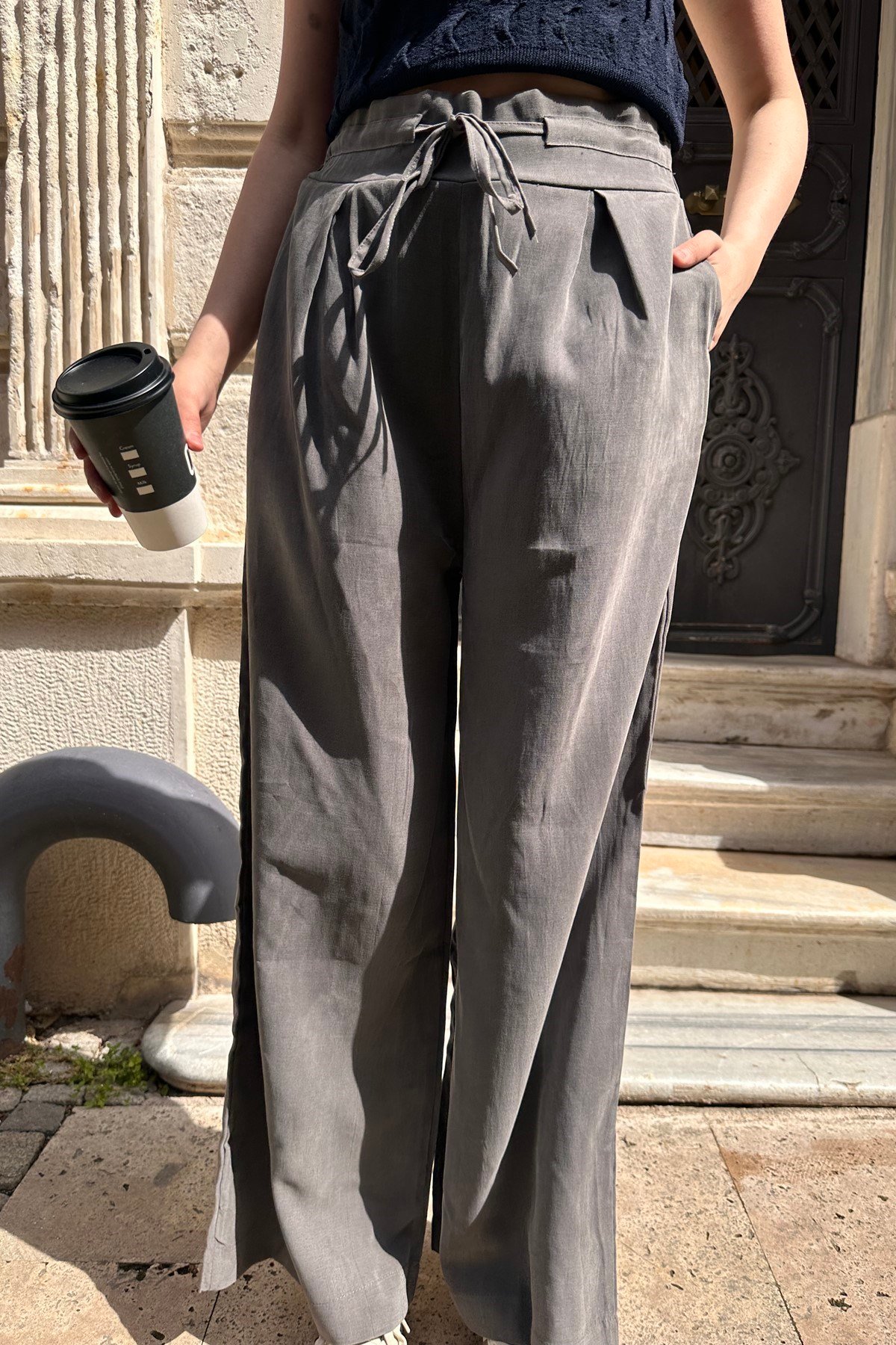 BELİ PİLELİ LASTİKLİ SALAŞ MODAL PANTOLON