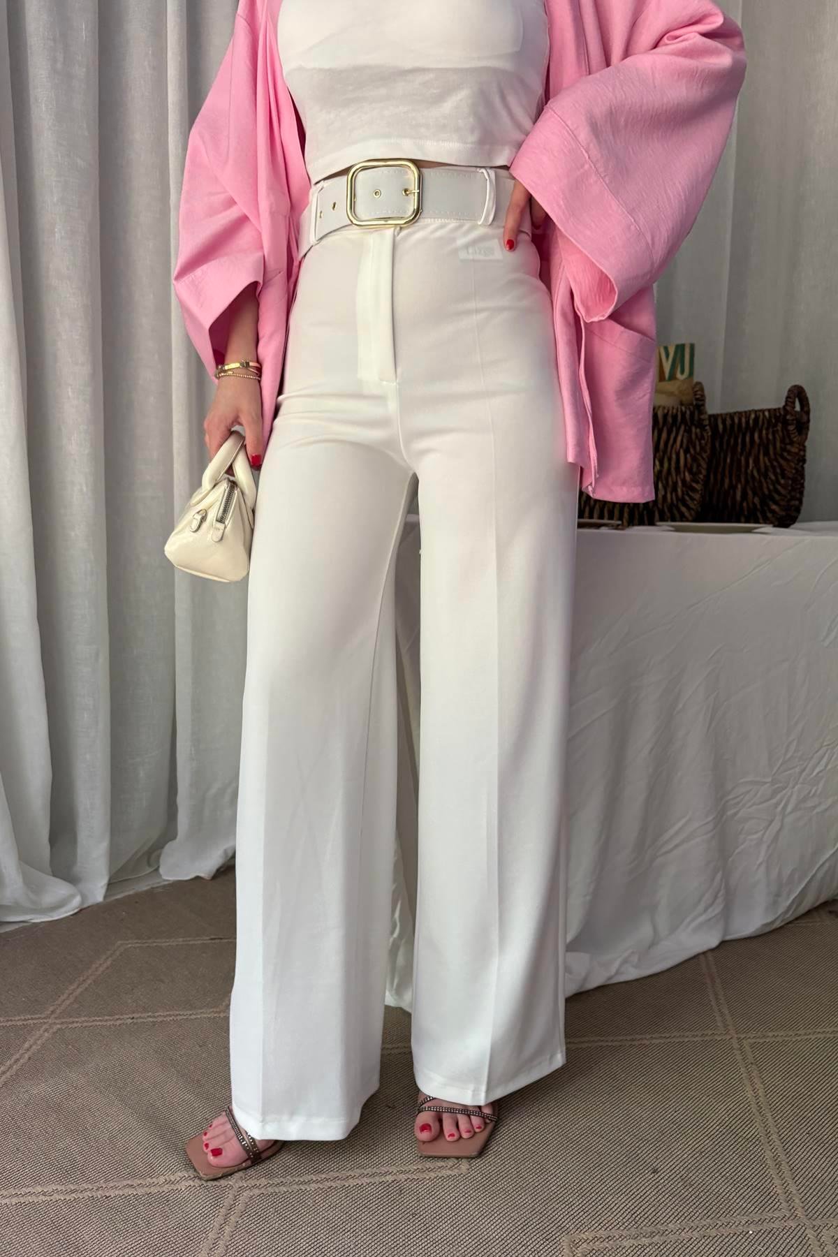 BOL PAÇA KEMERLİ PANTALON