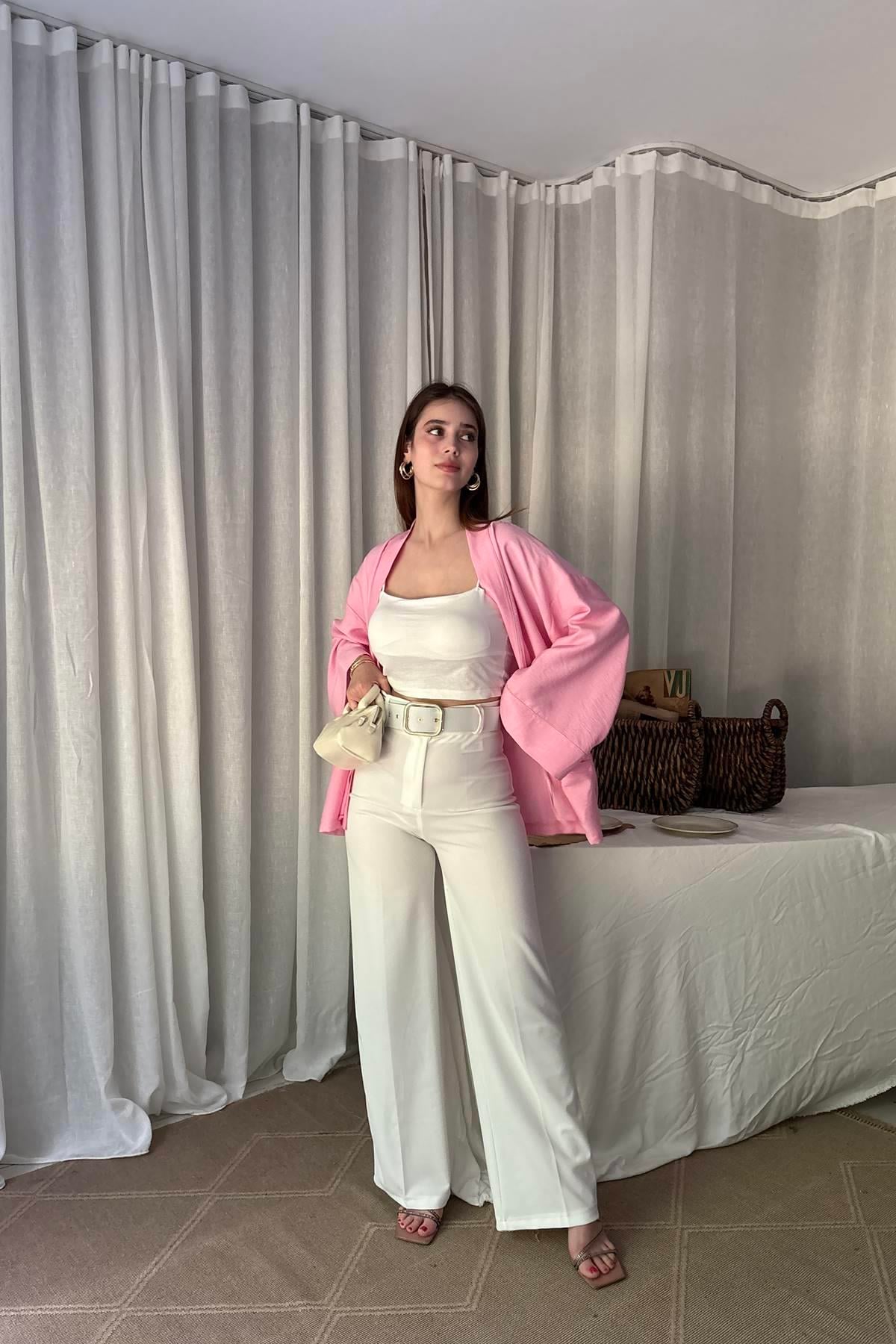 BOL PAÇA KEMERLİ PANTALON