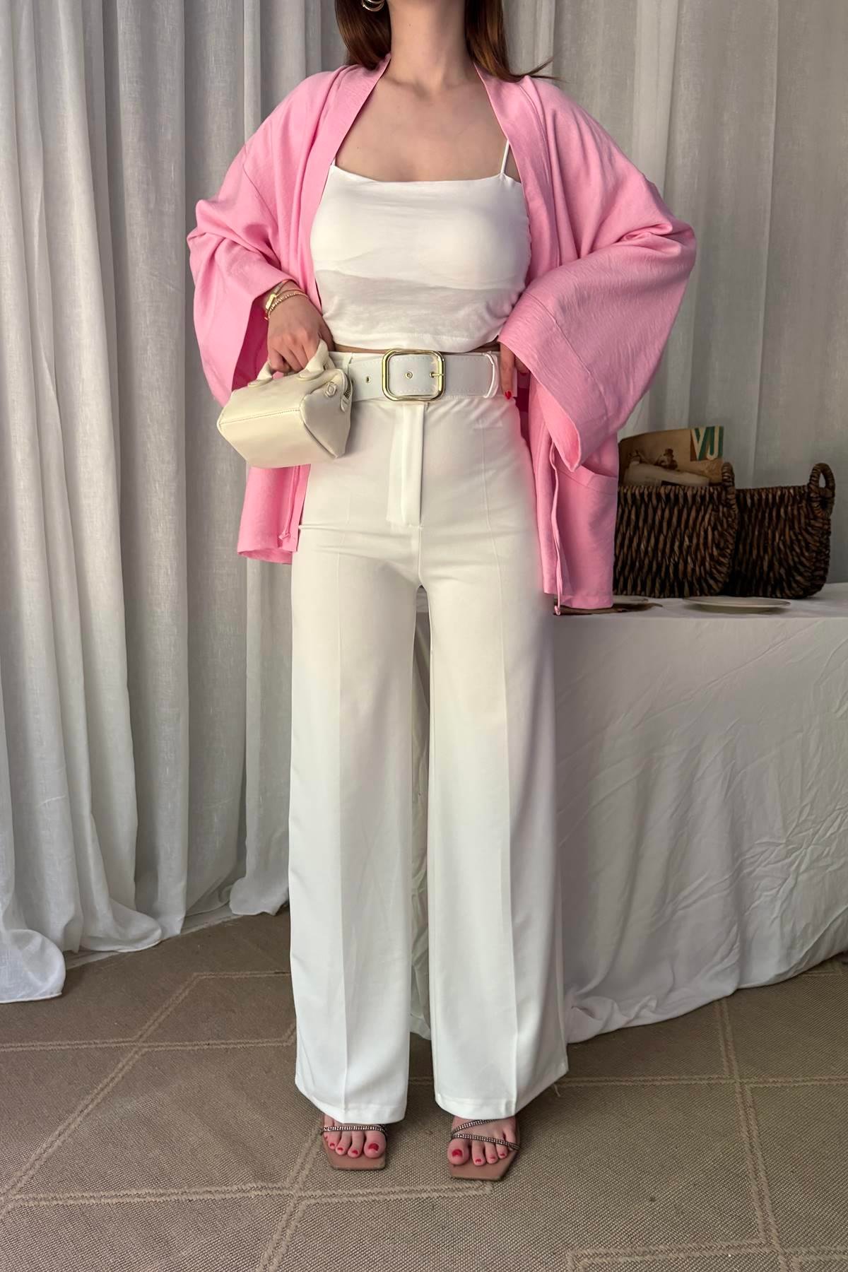 BOL PAÇA KEMERLİ PANTALON