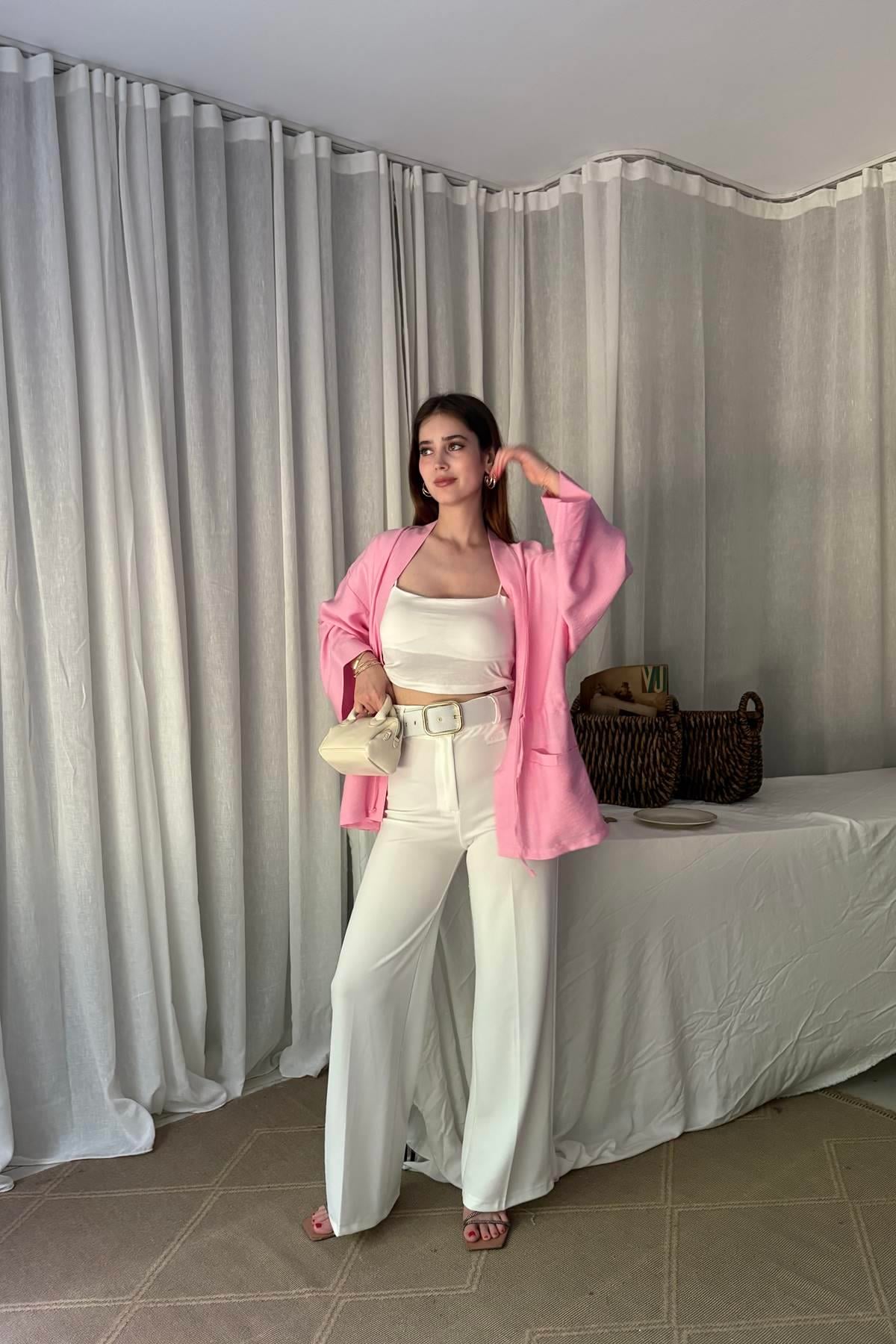 BOL PAÇA KEMERLİ PANTALON