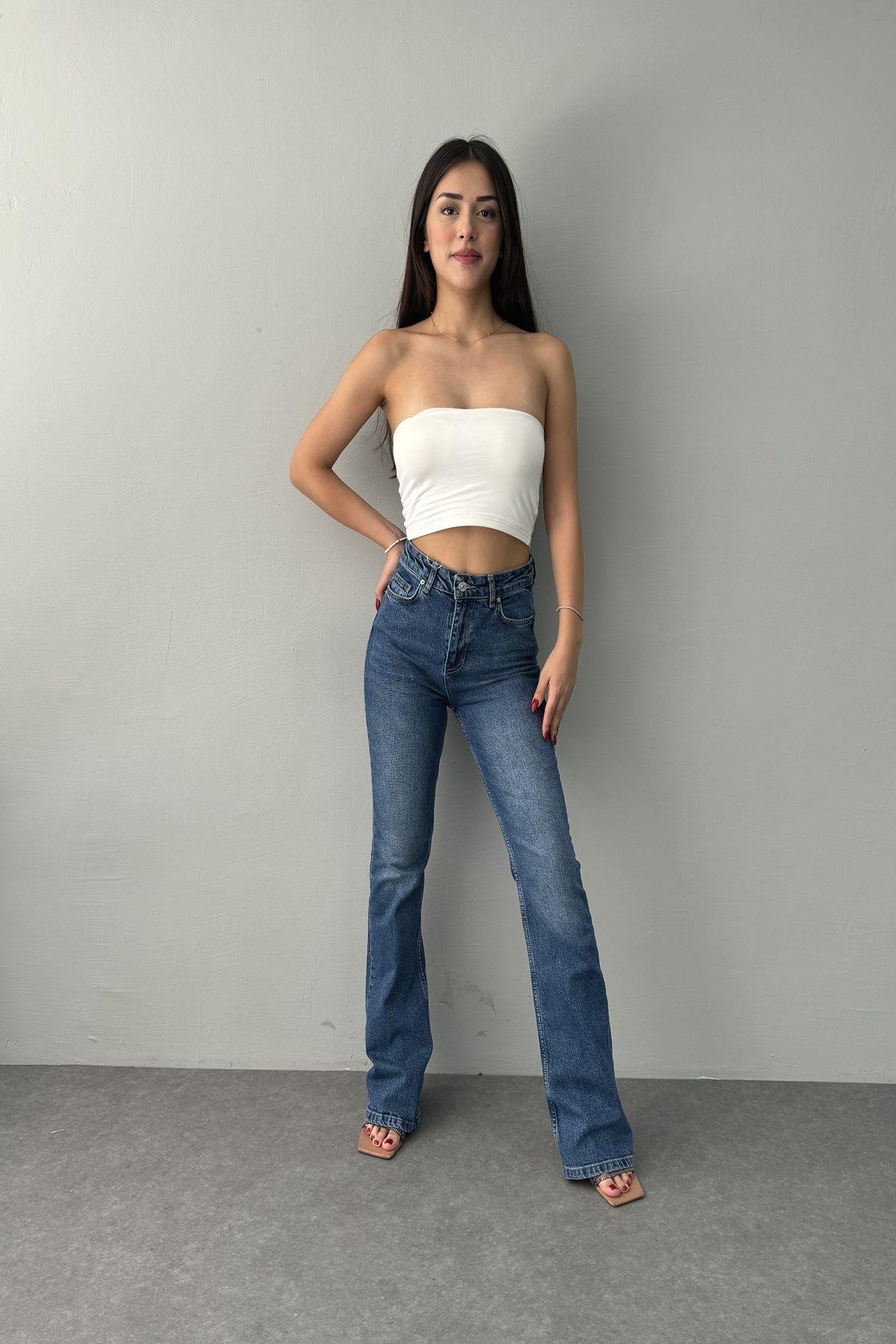 COMFORT LİKRA FLARE KOT PANTOLON