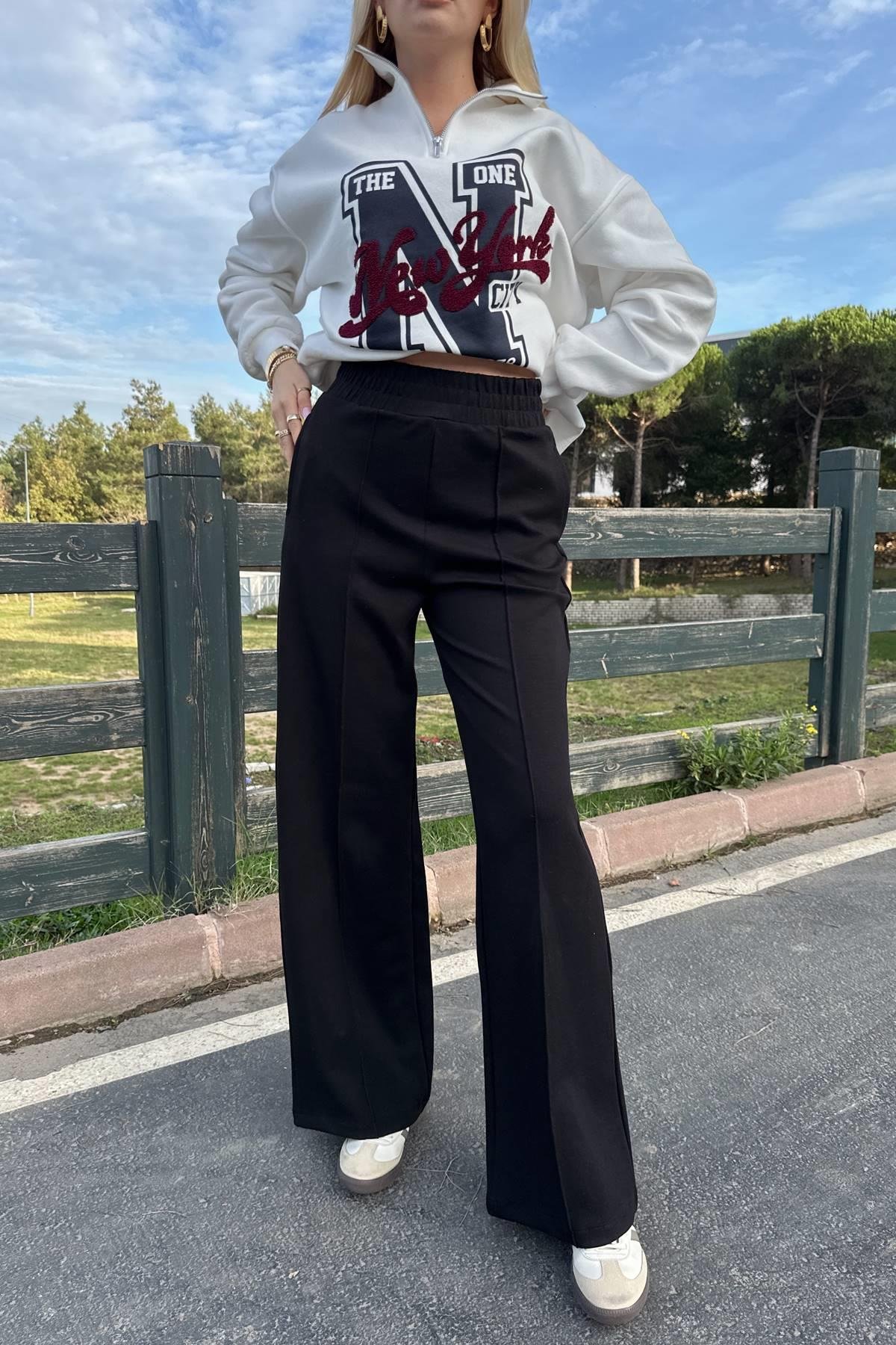 DİKİŞ DETAYLI BOL PANTOLON