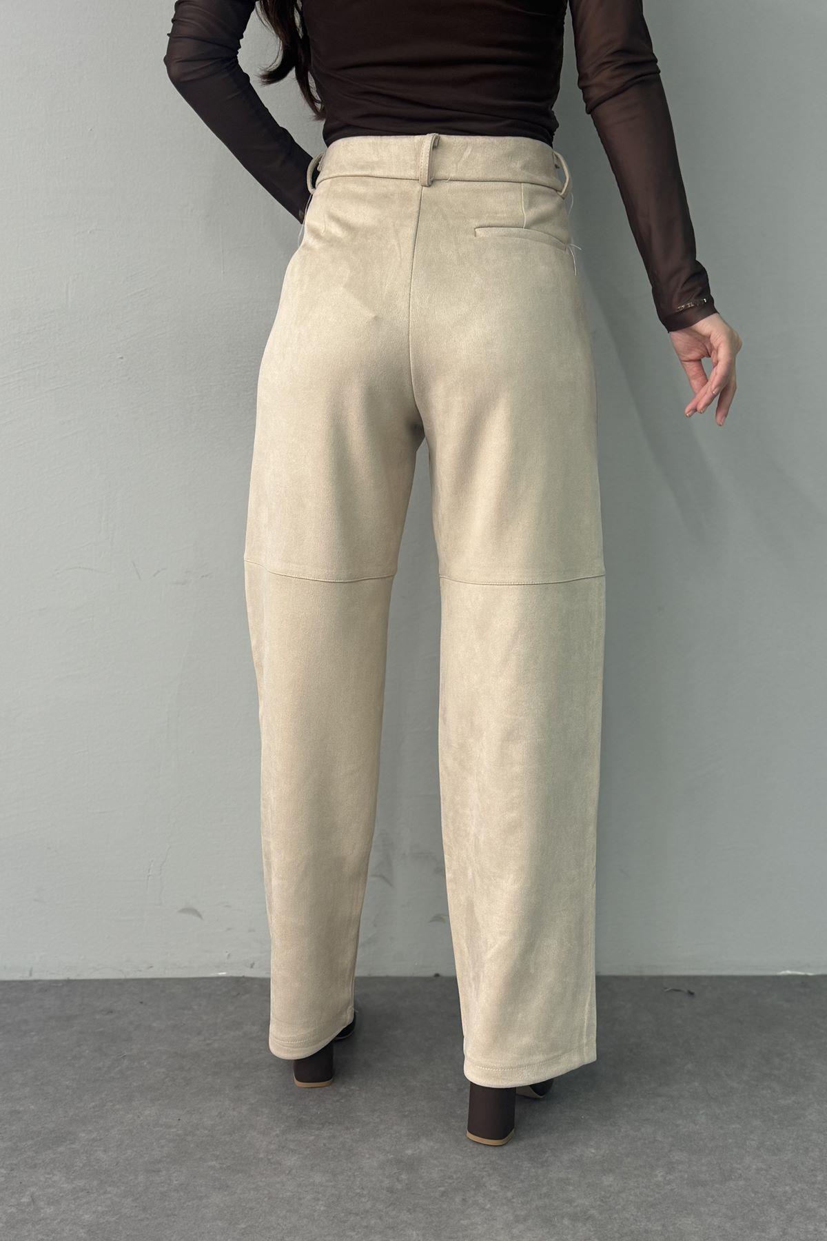 DİZİ DİKİŞ DETAY NUBUK PANTOLON