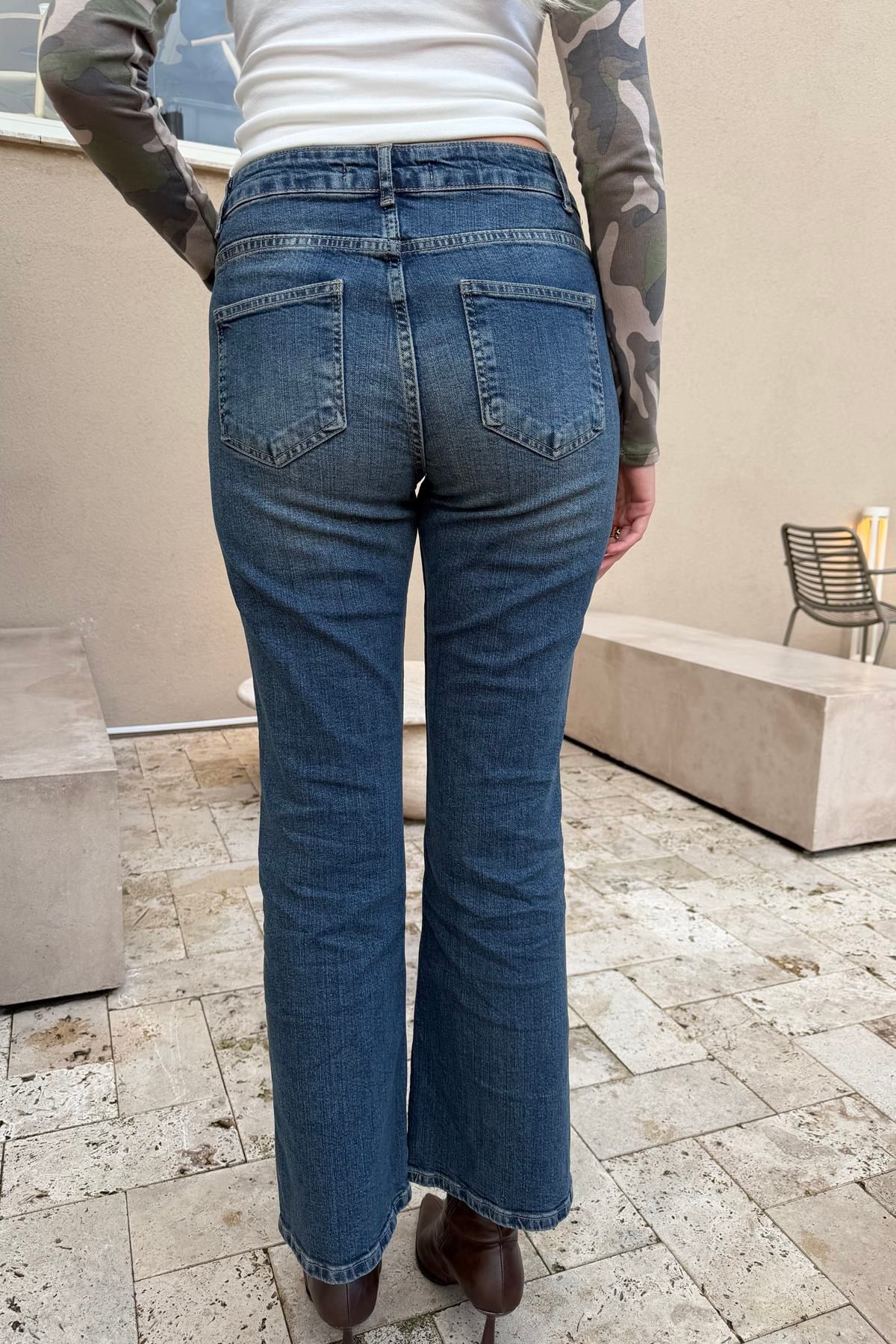 DÜŞÜKBEL LİKRALI FLARE PANTOLON