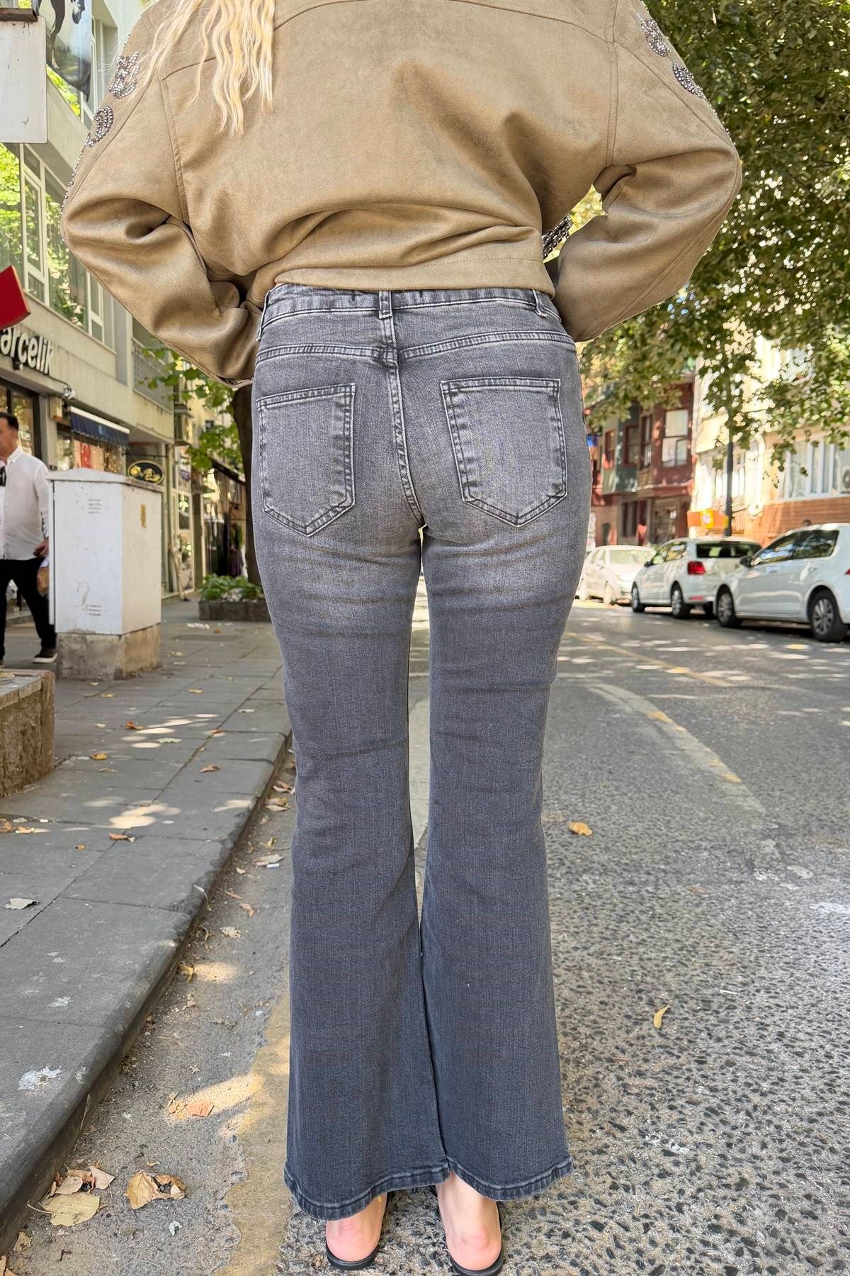DÜŞÜKBEL LİKRALI FLARE PANTOLON
