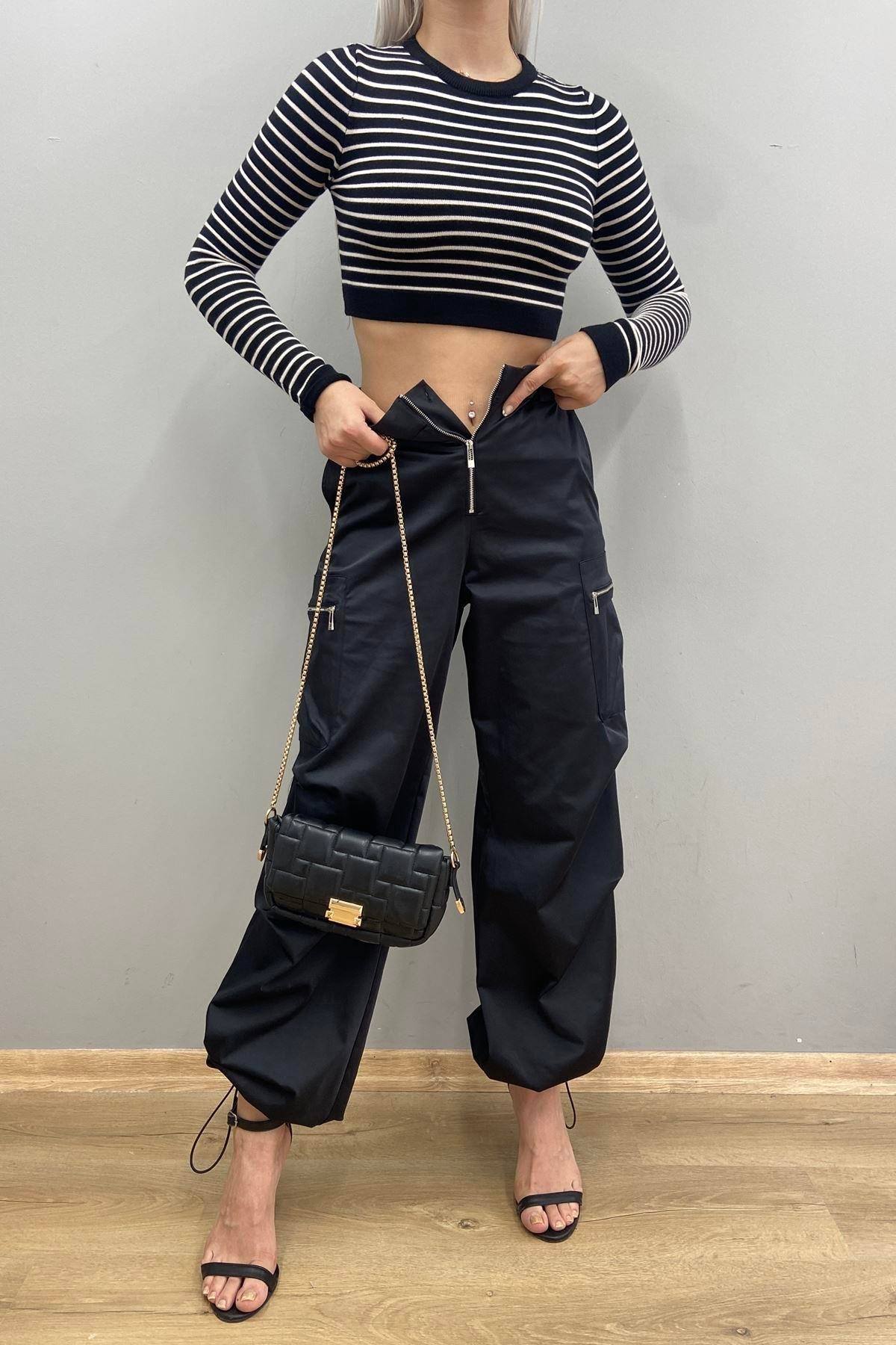 FERMUARLI SATEN PANTOLON