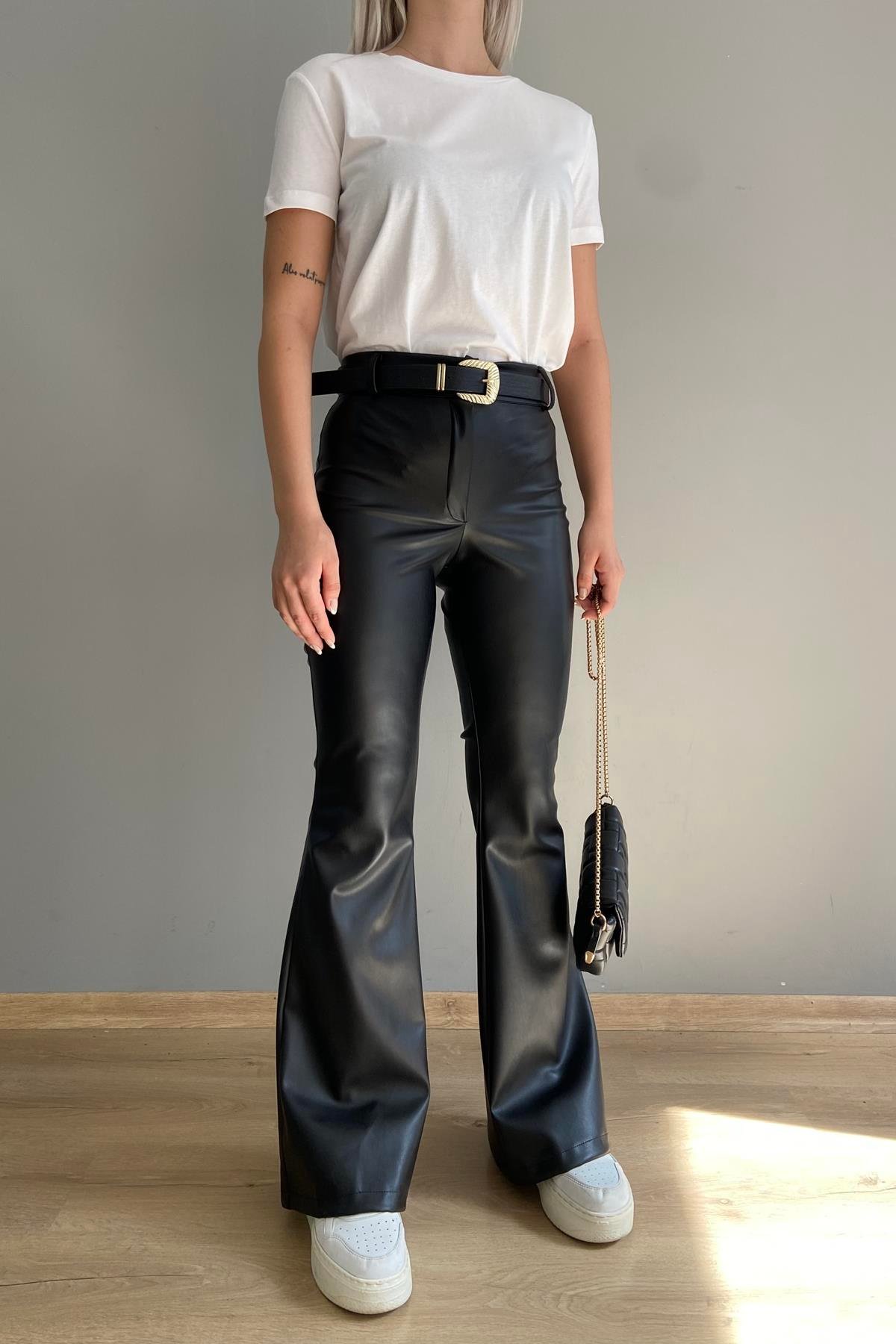 İSPANYOL PAÇA DERİ PANTALON
