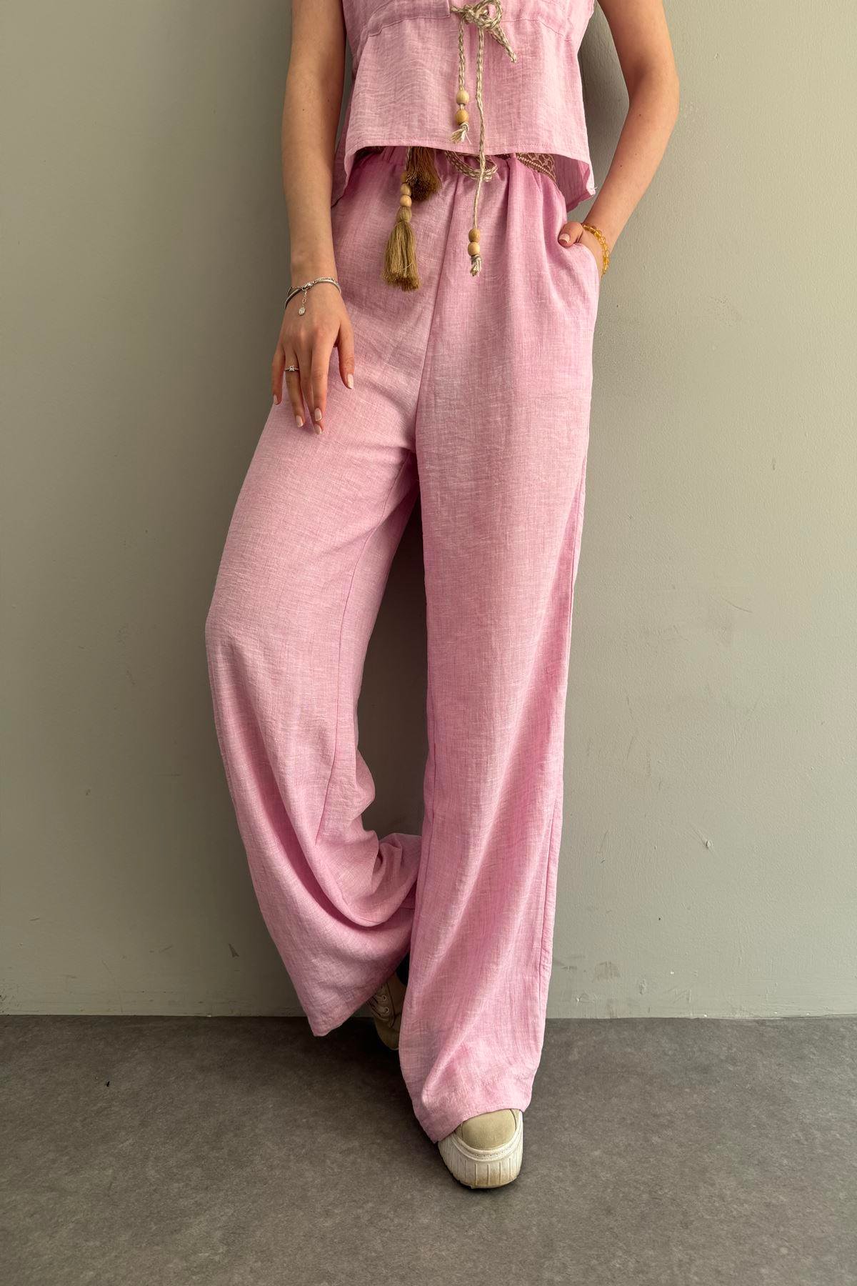 KEMERLİ KETEN PANTOLON