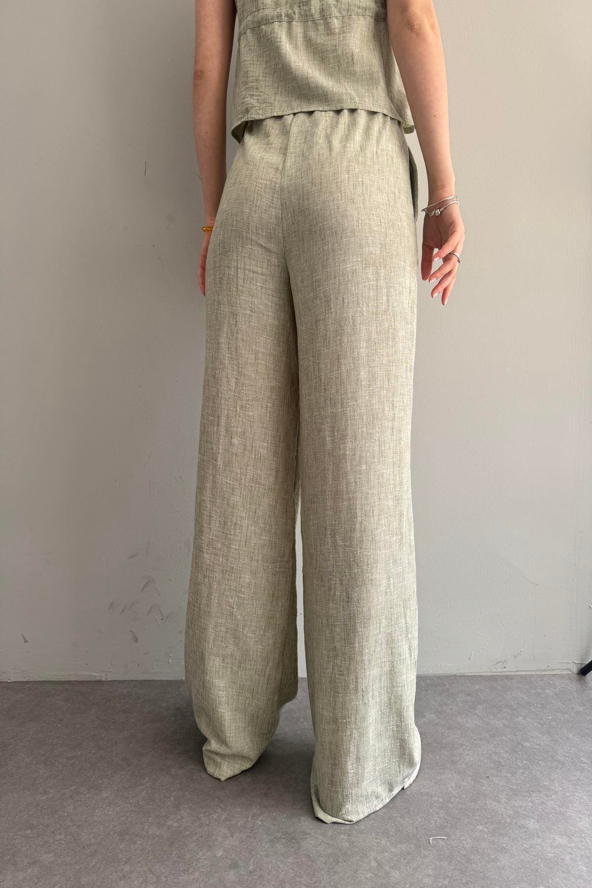 KEMERLİ KETEN PANTOLON