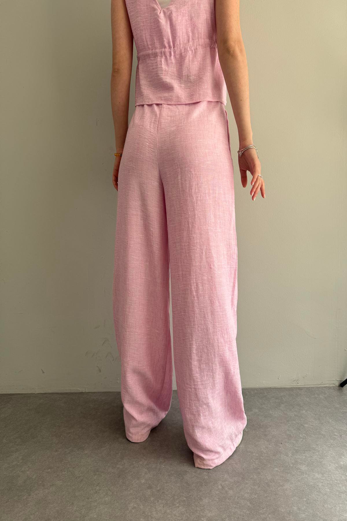 KEMERLİ KETEN PANTOLON