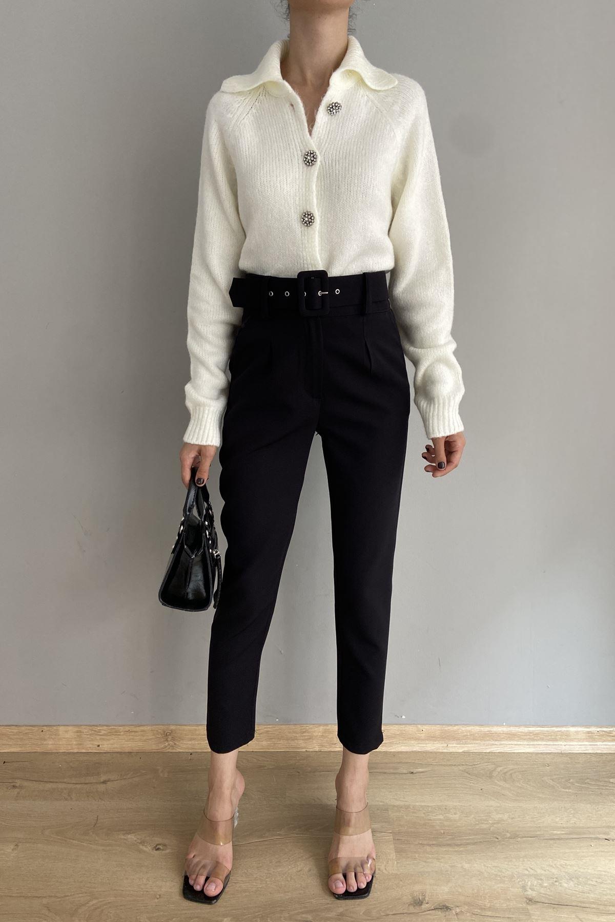 KEMERLİ TEK PİLE PANTALON