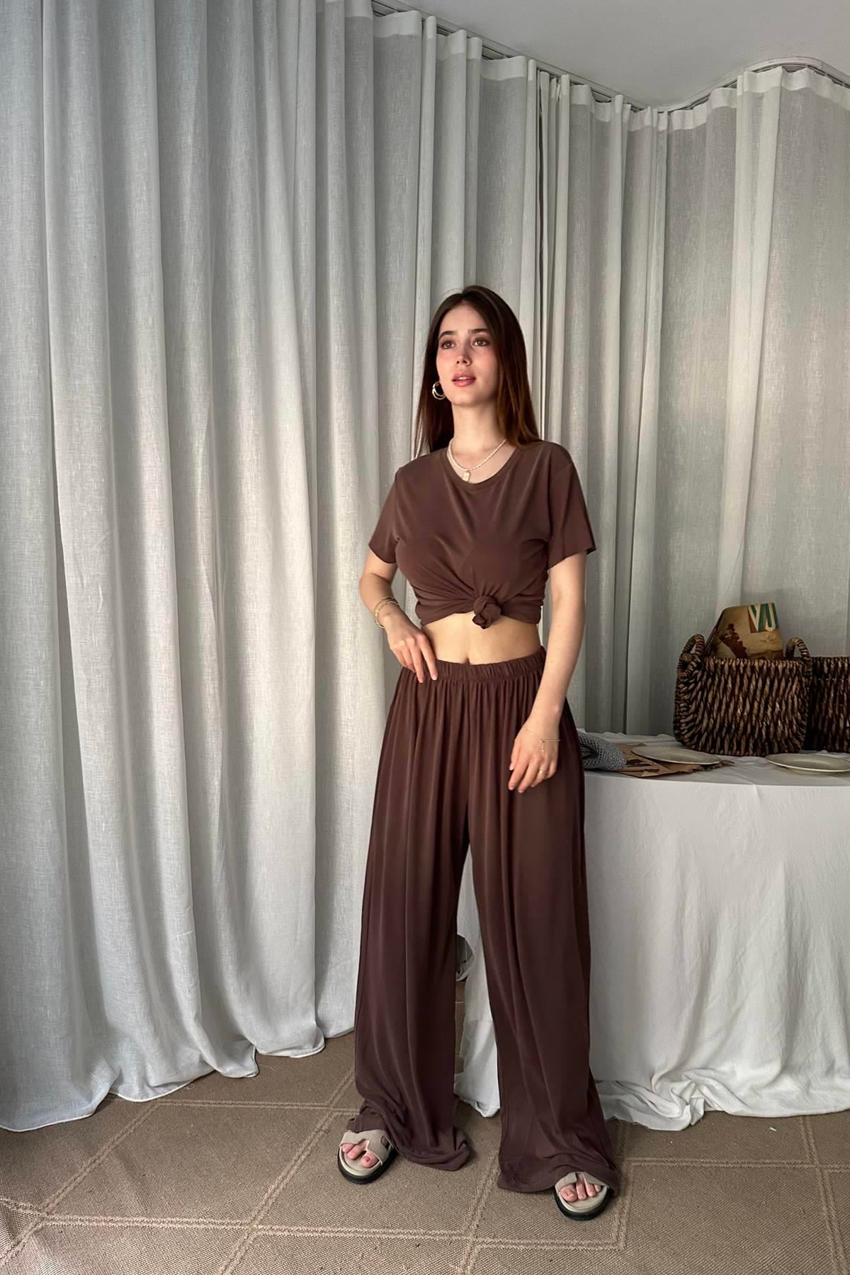 LASTİKLİ GENİŞ PAÇA MODAL PANTOLON