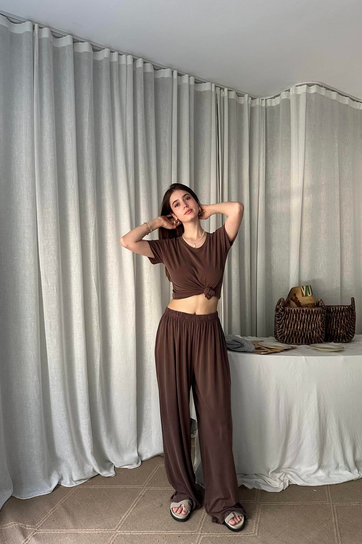 LASTİKLİ GENİŞ PAÇA MODAL PANTOLON
