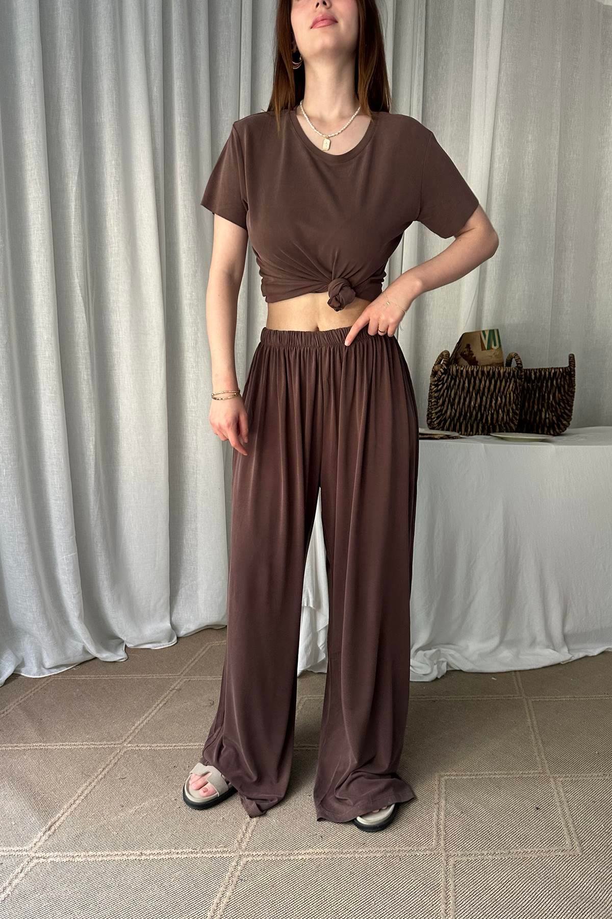 LASTİKLİ GENİŞ PAÇA MODAL PANTOLON