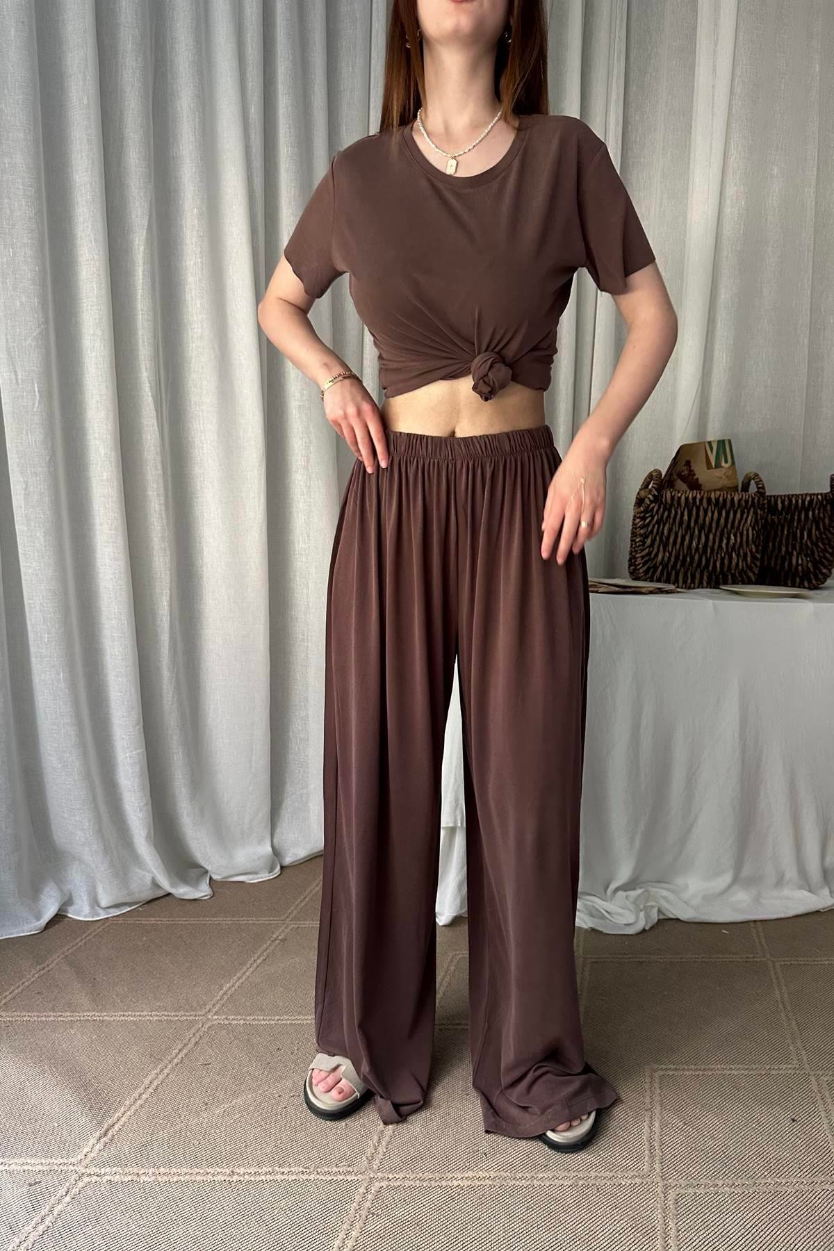 LASTİKLİ GENİŞ PAÇA MODAL PANTOLON
