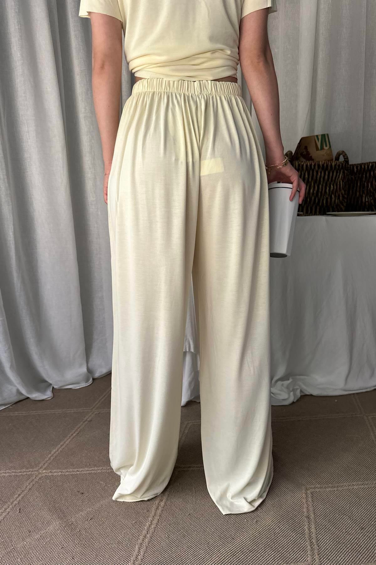 LASTİKLİ GENİŞ PAÇA MODAL PANTOLON