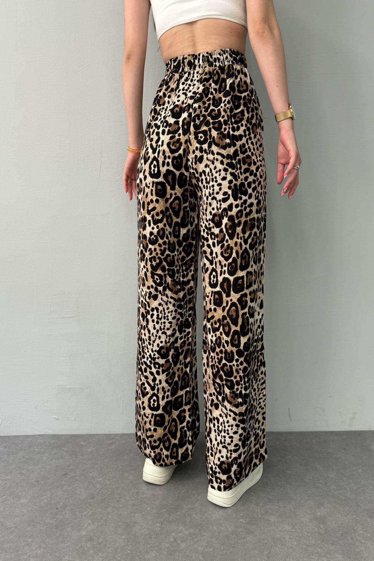 LEOPAR DESEN BAĞCIKLI PANTOLON