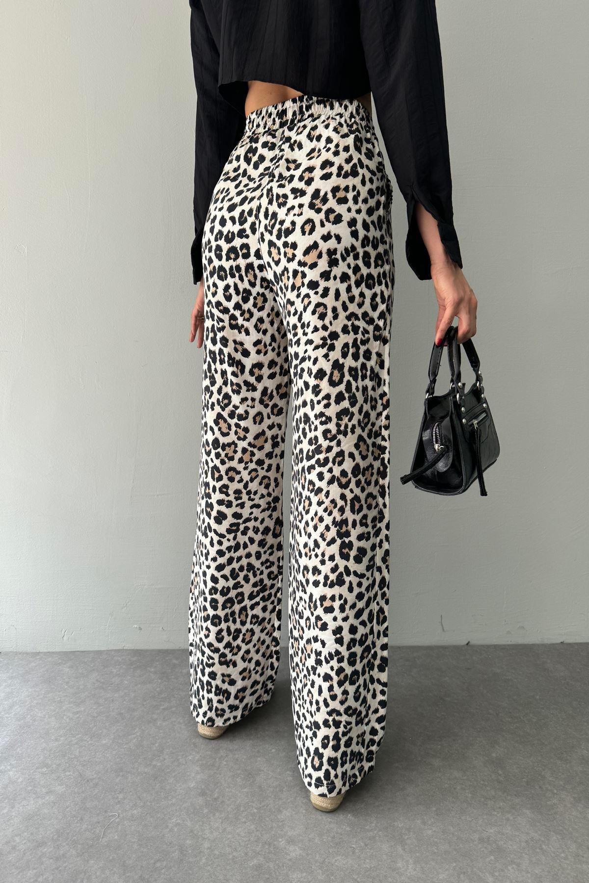 LEOPAR DESEN BEL BAĞCIKLI BOL PANTOLON