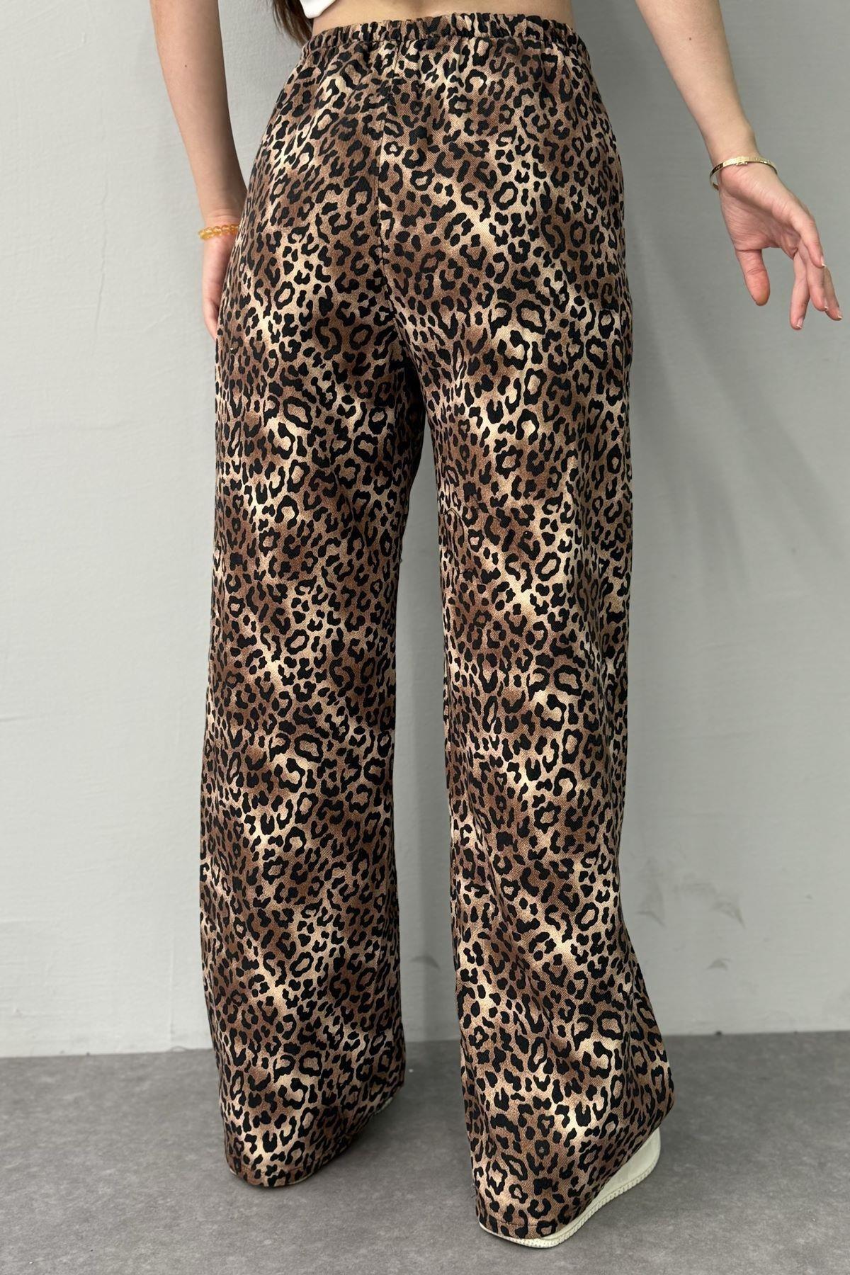 LEOPAR DESEN GABARDİN PANTOLON