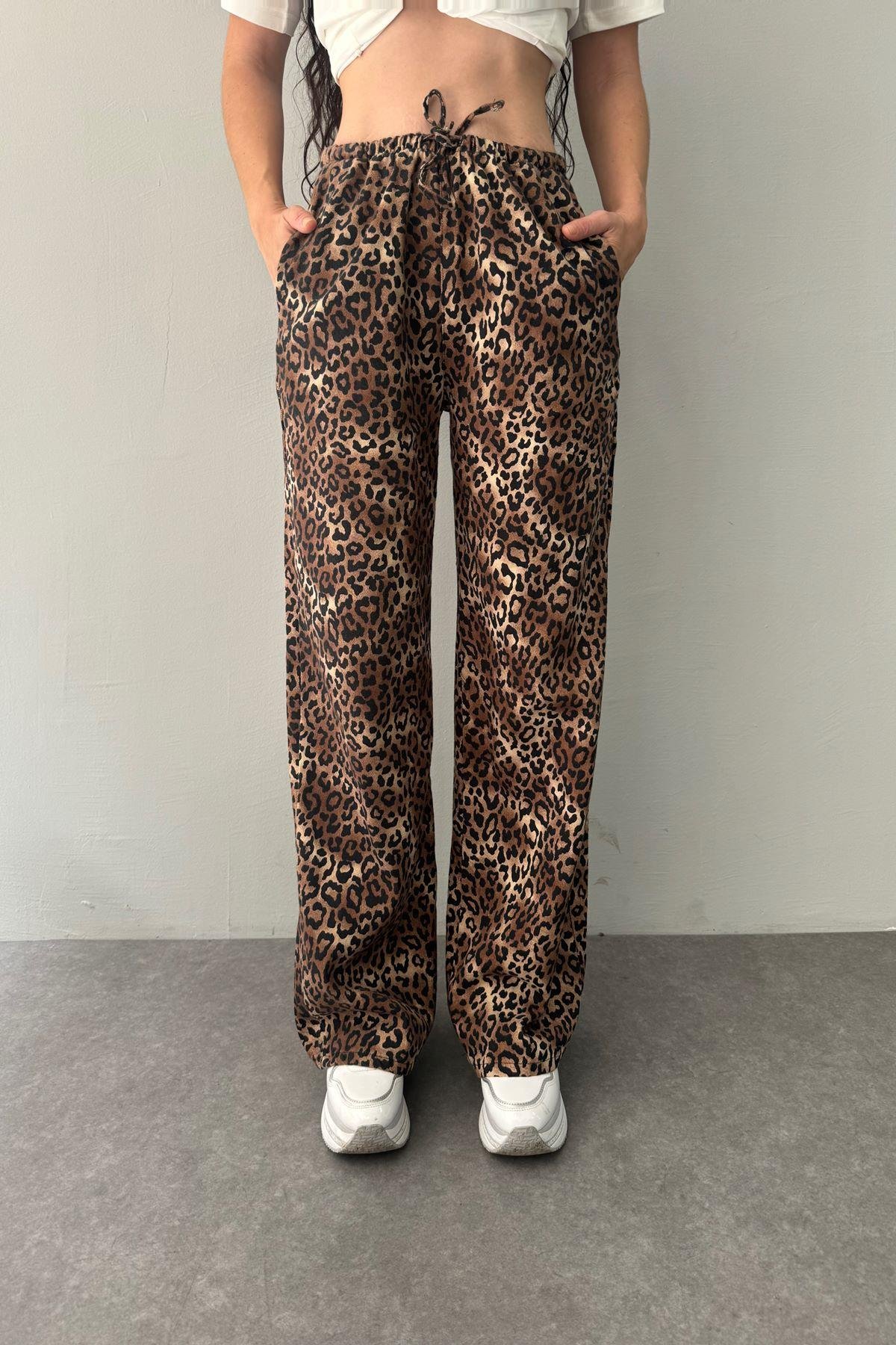 LEOPAR DESEN GABARDİN PANTOLON
