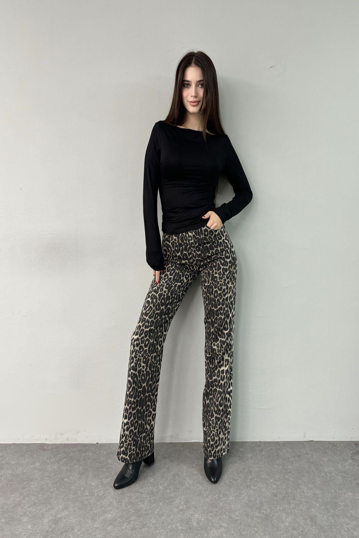 LEOPAR DESEN PANTOLON