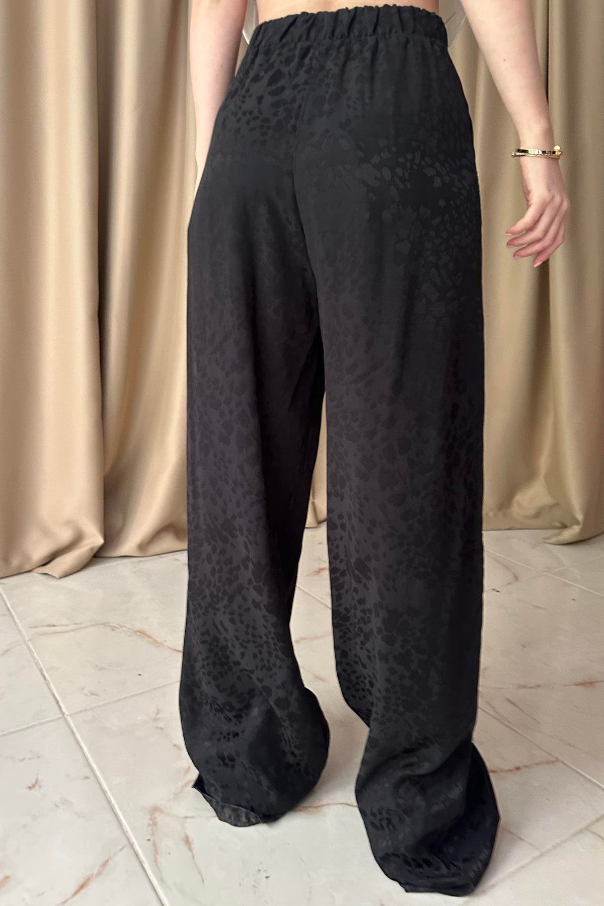 LEOPAR DESEN SATEN PANTOLON