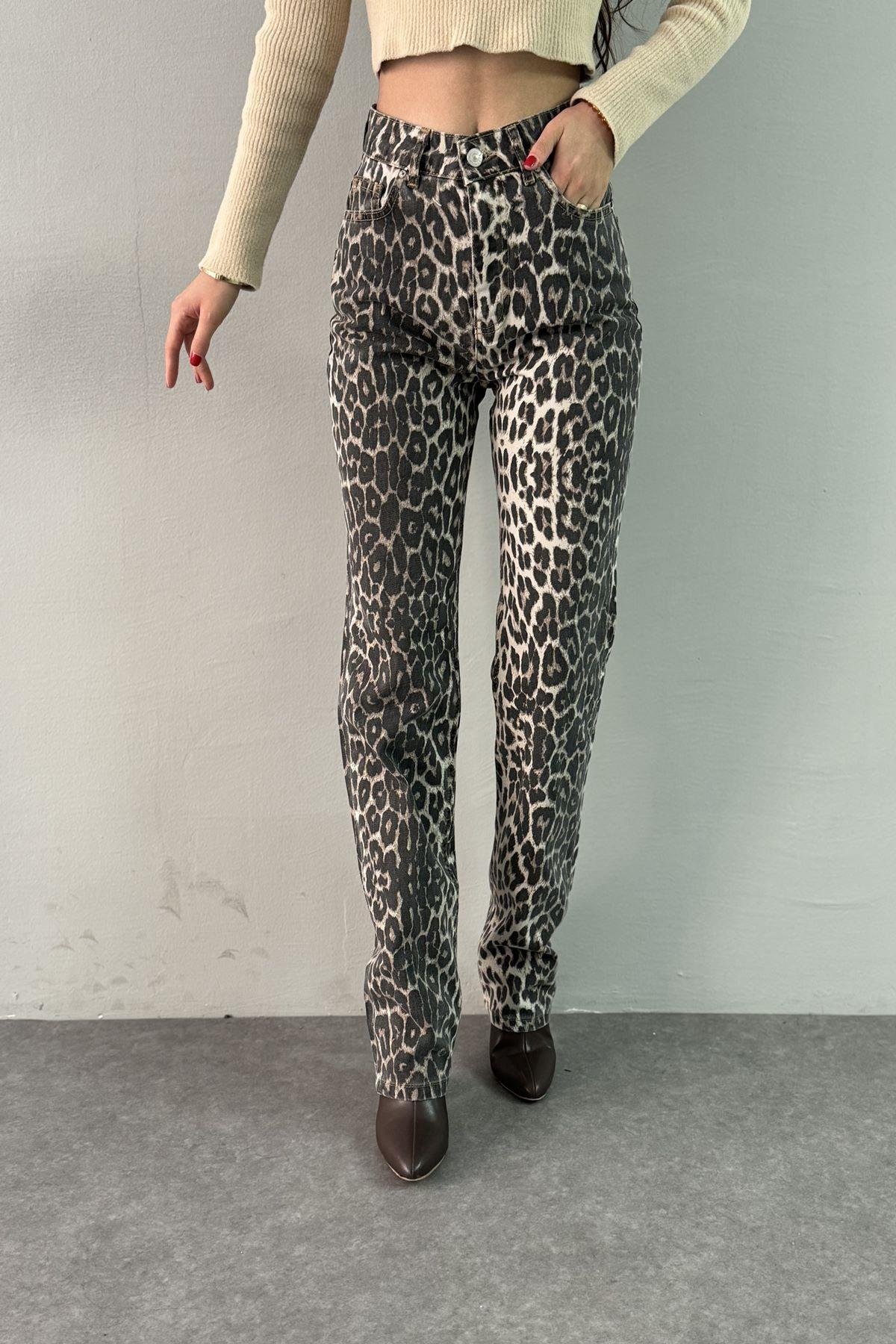 LEOPAR DESEN STİGHT PANTOLON