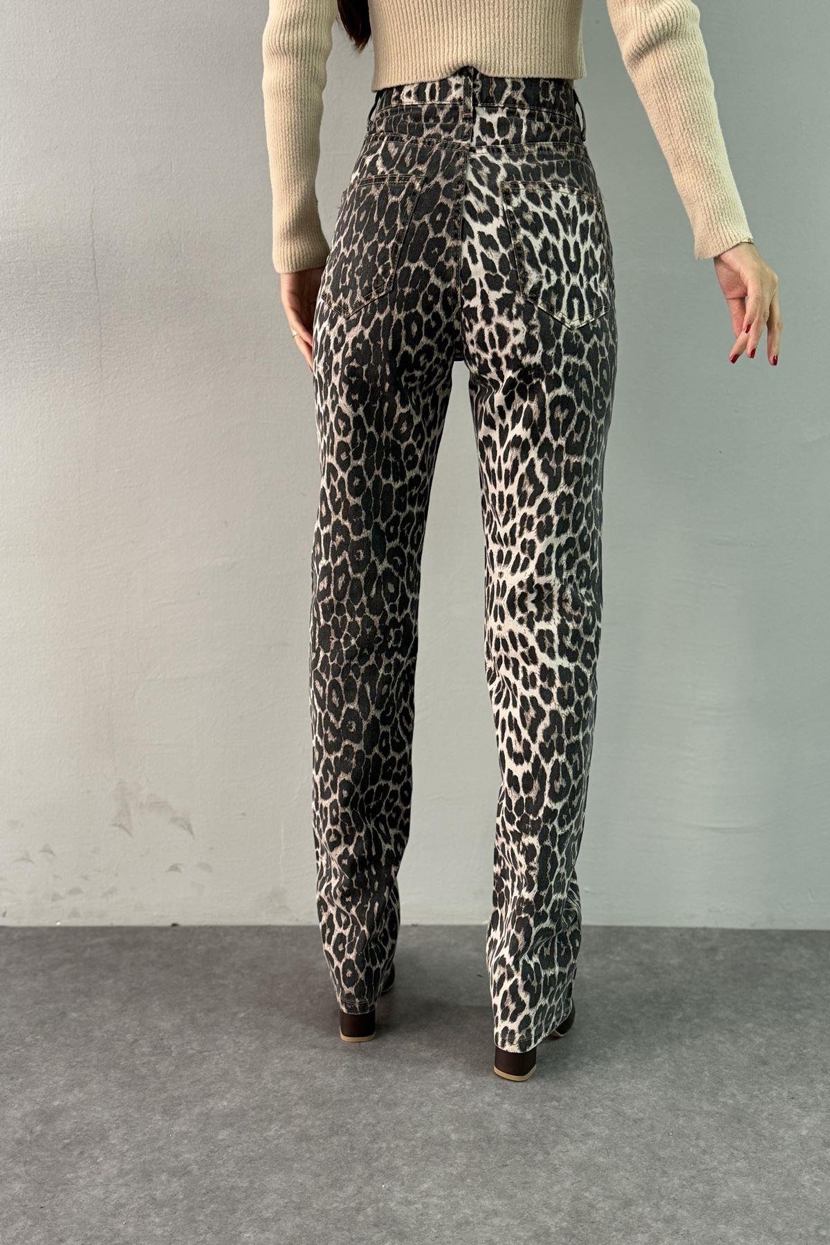 LEOPAR DESEN STİGHT PANTOLON