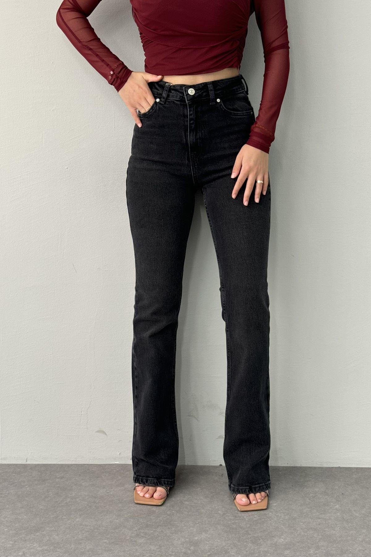 LİKRALI FLARE KOT PANTOLON