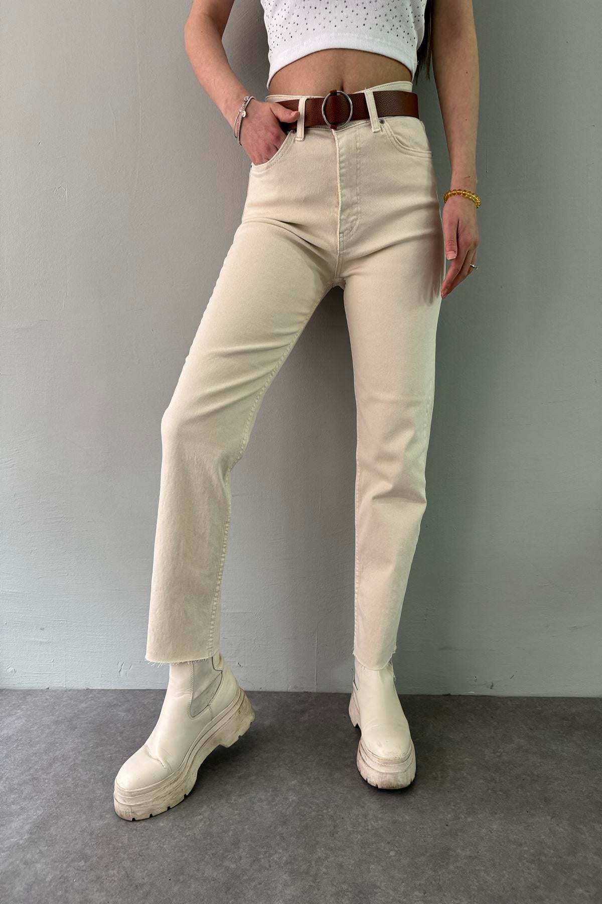 LİKRALI KEMERLI KOT PANTOLON
