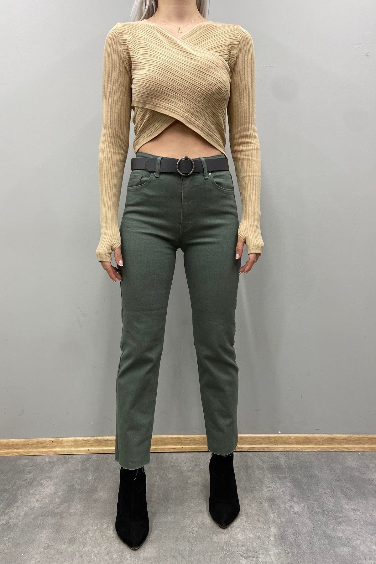 LİKRALI KEMERLI KOT PANTOLON