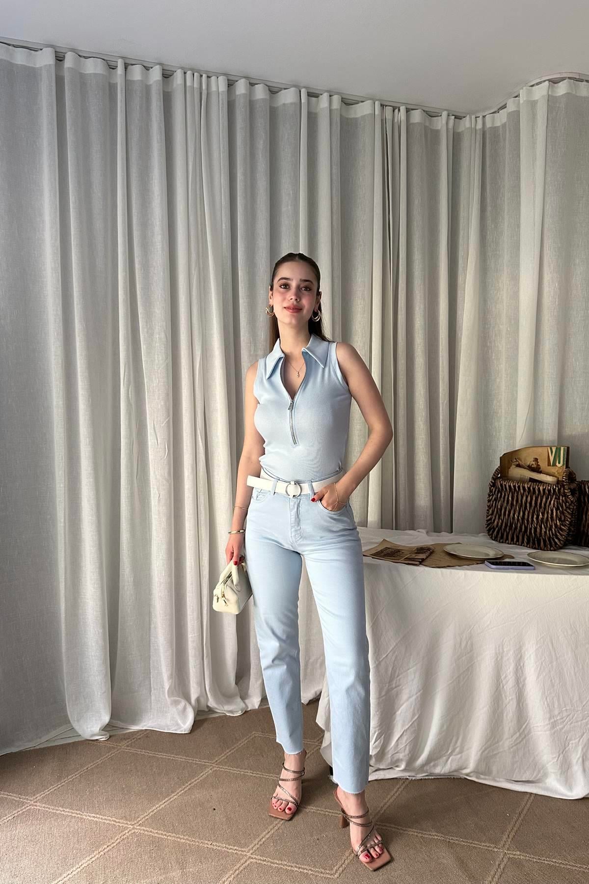 LİKRALI KEMERLI KOT PANTOLON