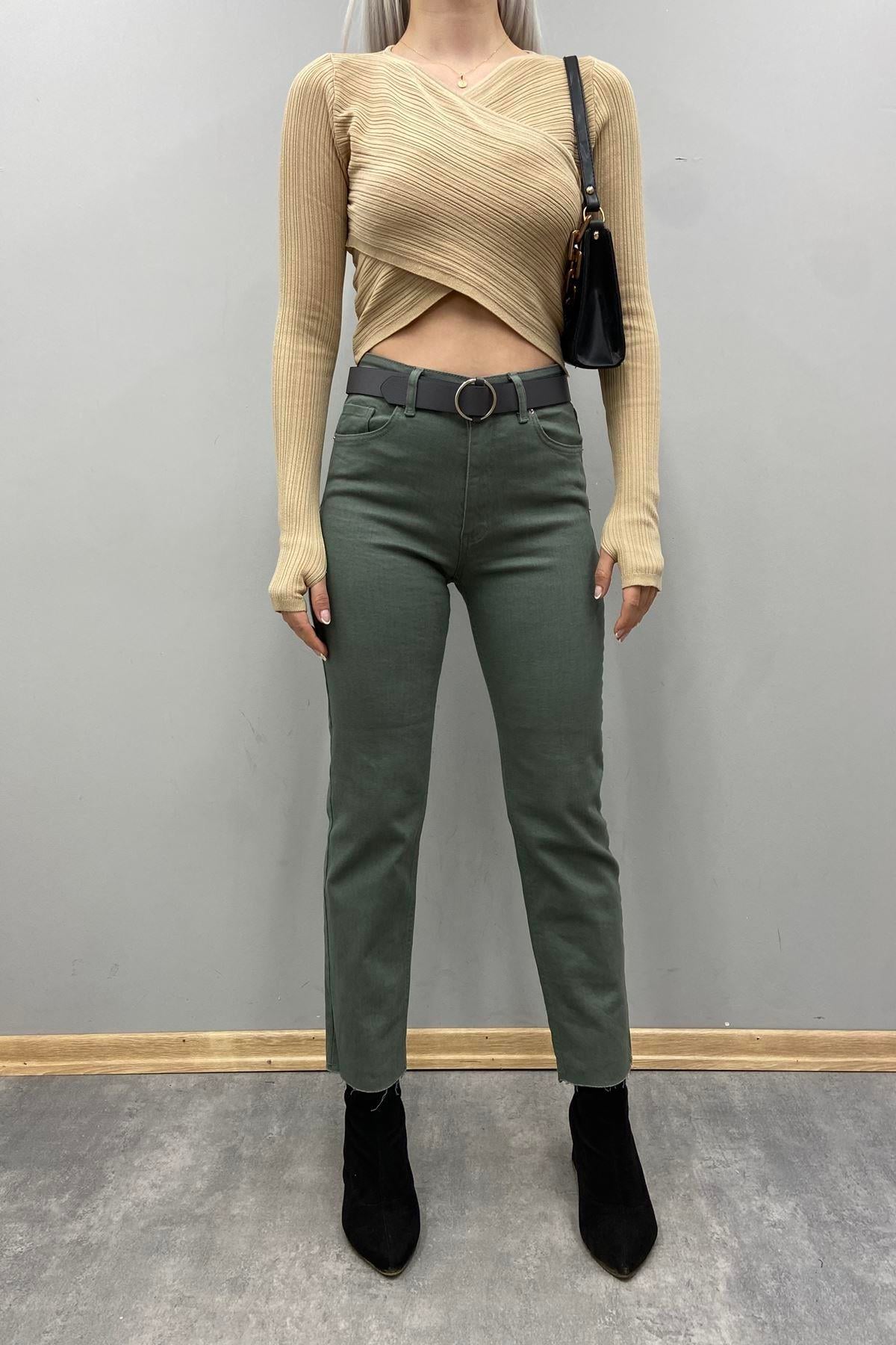 LİKRALI KEMERLI KOT PANTOLON