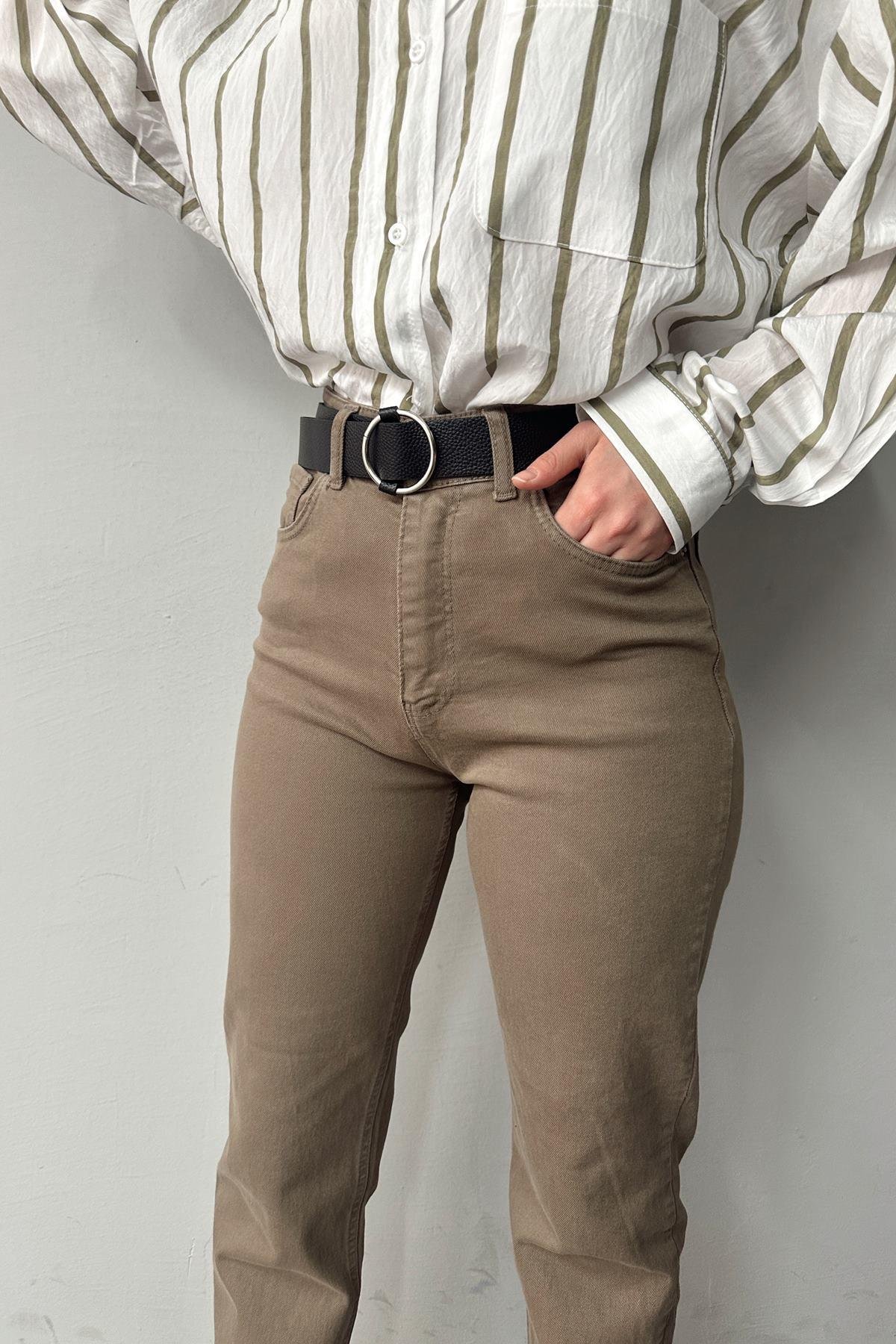 LİKRALI KEMERLI KOT PANTOLON
