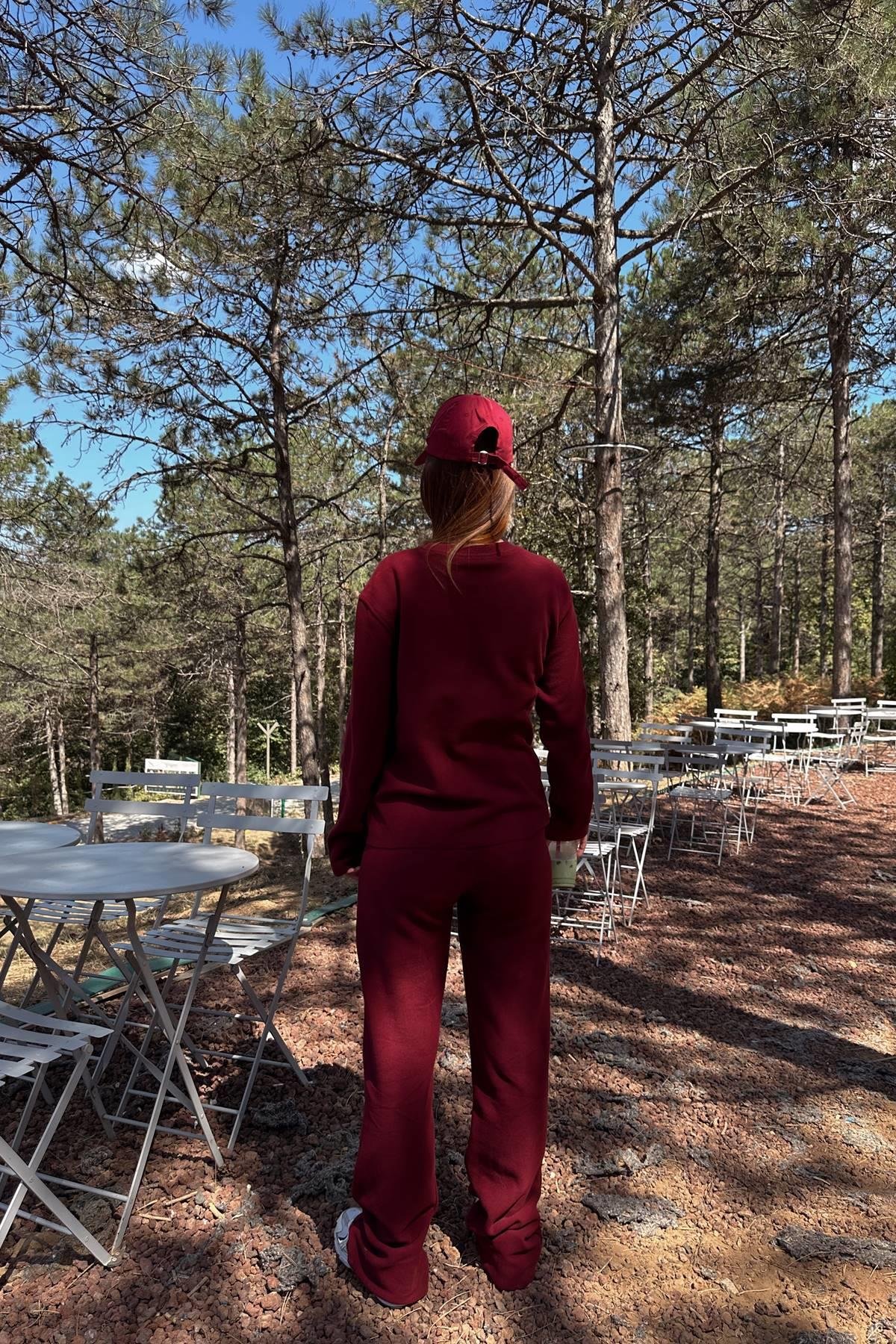 BİSİKLET YAKA SELANİK ÖRME BLUZ PANTOLON TAKIM